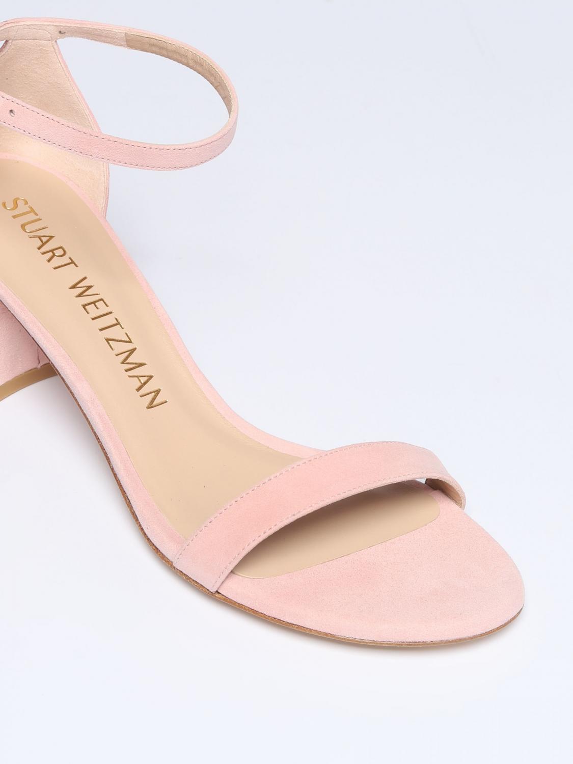 STUART WEITZMAN SANDALI CON TACCO: Sandalo Simple Stuart Weitzman in suede, Cipria - Img 4