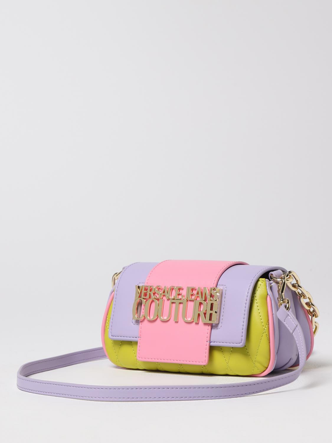 VERSACE JEANS COUTURE BORSA MINI: Borsa Versace Jeans Couture in pelle sintetica liscia e trapuntata, Lime - Img 3