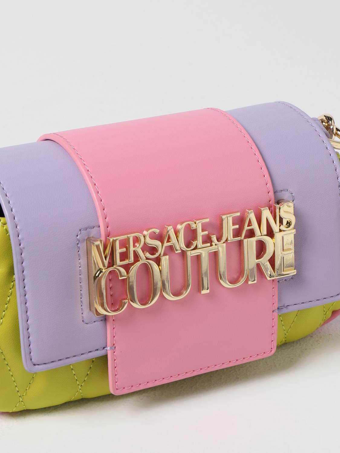 VERSACE JEANS COUTURE BORSA MINI: Borsa Versace Jeans Couture in pelle sintetica liscia e trapuntata, Lime - Img 4