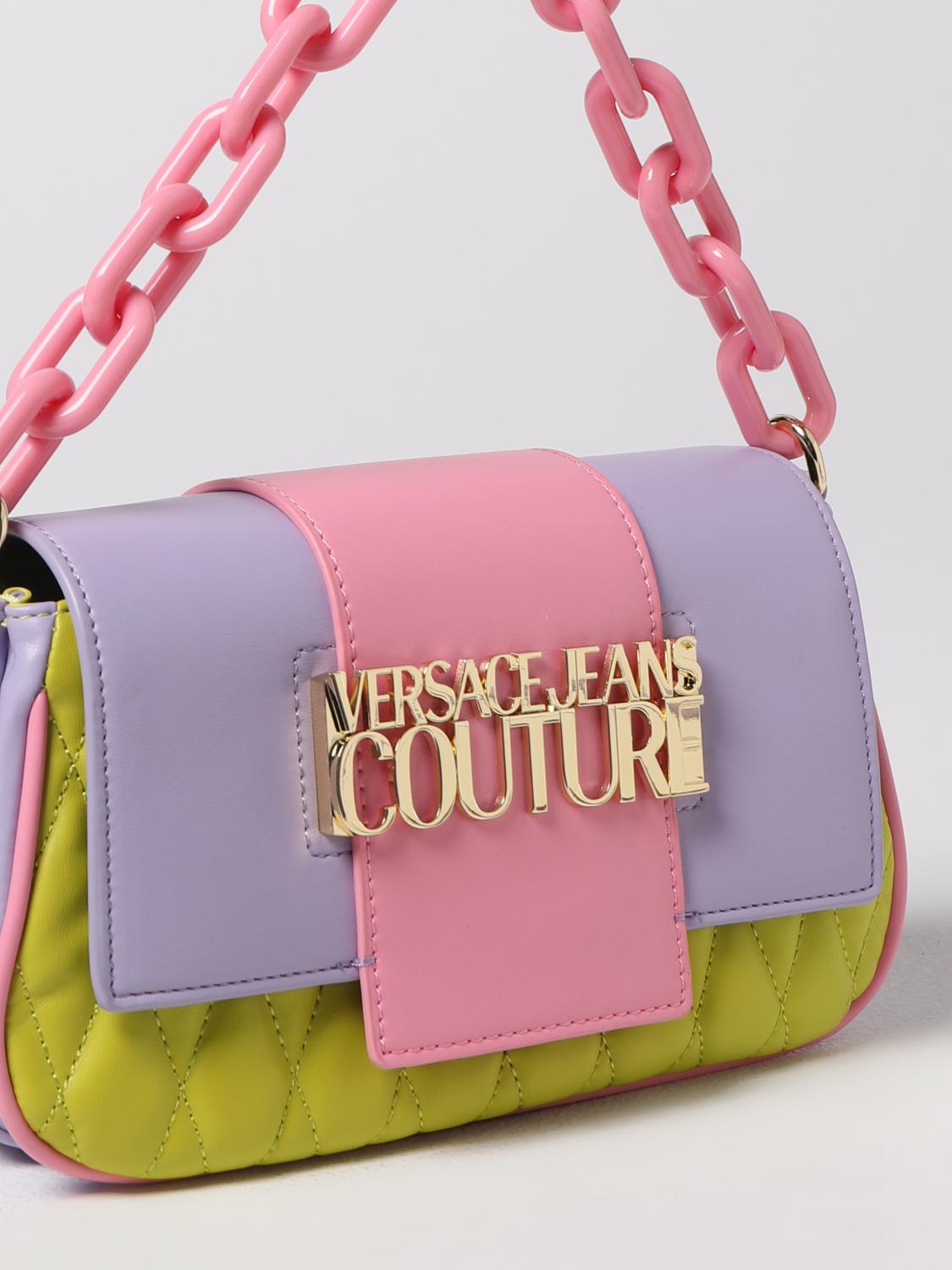 VERSACE JEANS COUTURE BORSA A SPALLA: Borsa Versace Jeans Couture in pelle sintetica liscia e trapuntata, Lime - Img 3