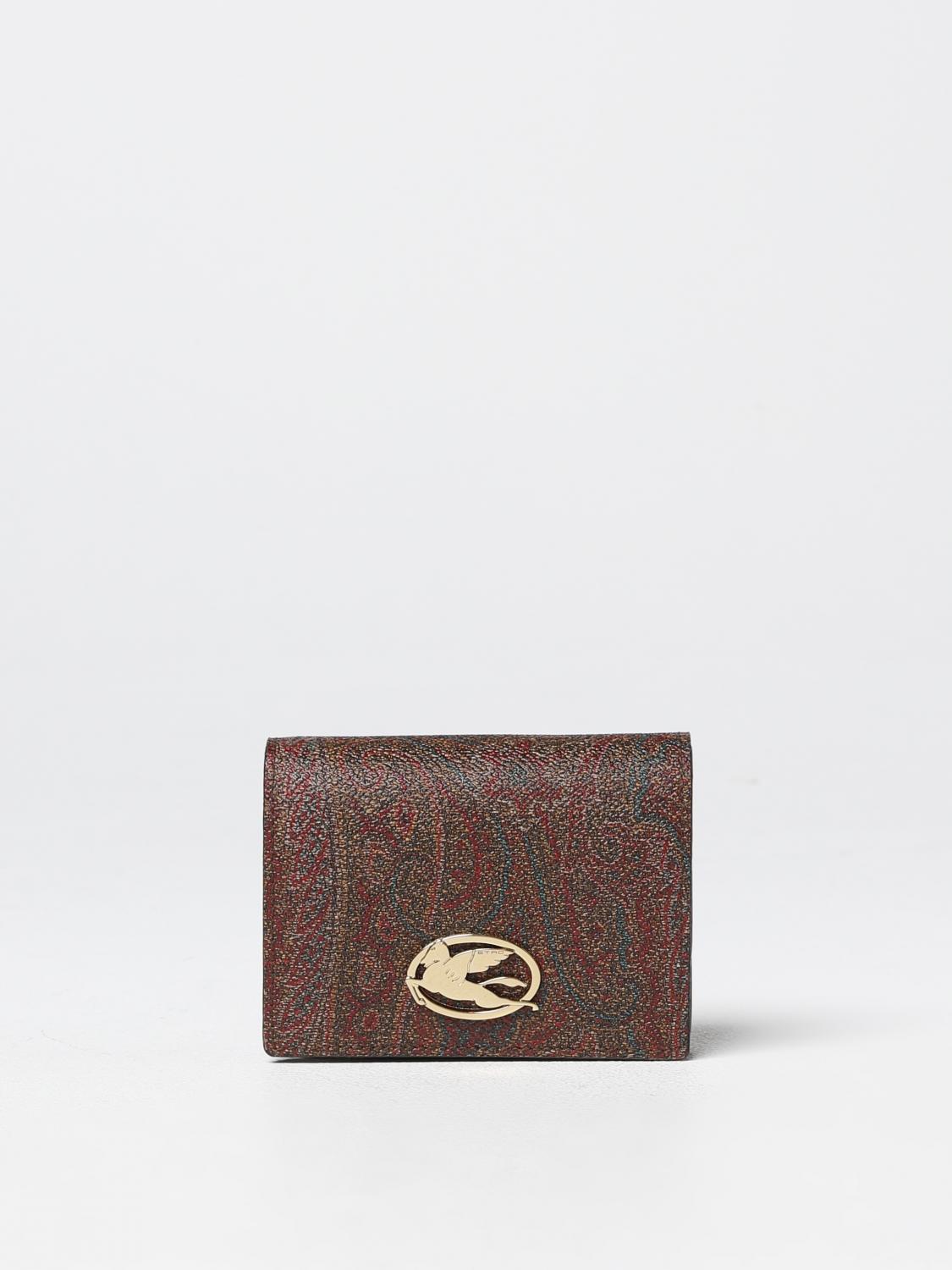 ETRO PORTAFOGLIO: Portafoglio Paisley Etro in cotone spalmato e pelle, Marrone - Img 1