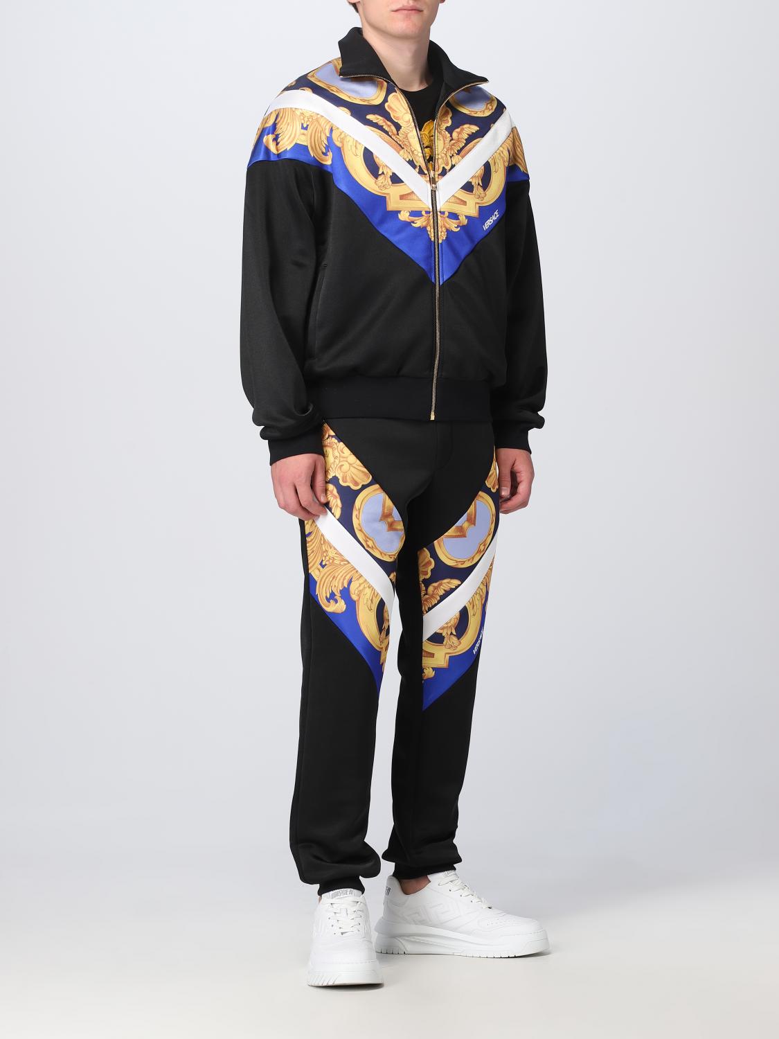 VERSACE パネルバロック プリント トラックパンツ ボトムス メデューサ NWT $825 Versace Black Iconic Barocco Print Track Pants Mens 34 US