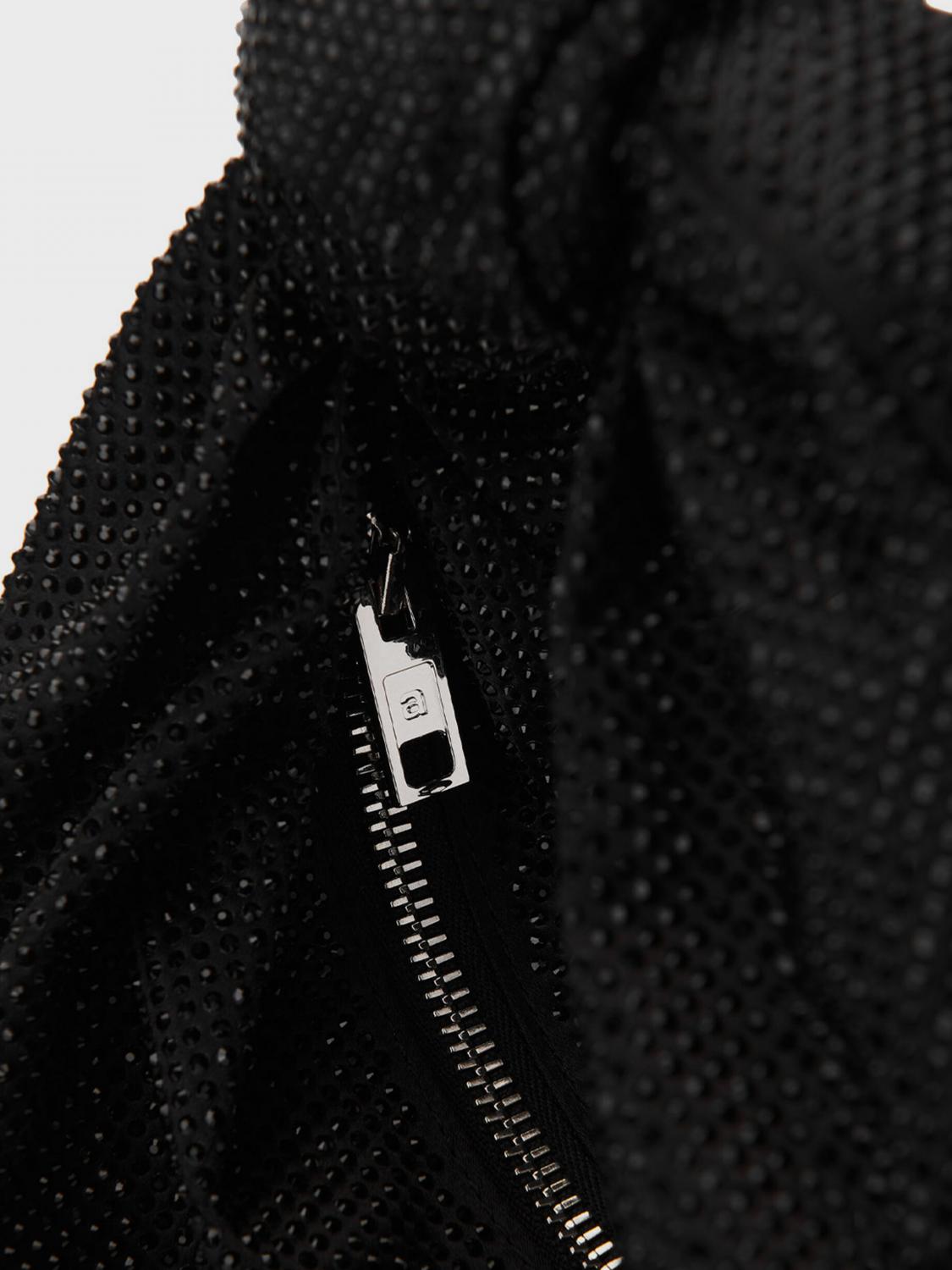 ALEXANDER WANG BORSA A SPALLA: Borsa 5 Pocket Small Alexander Wang in raso e cristalli, Nero - Img 3