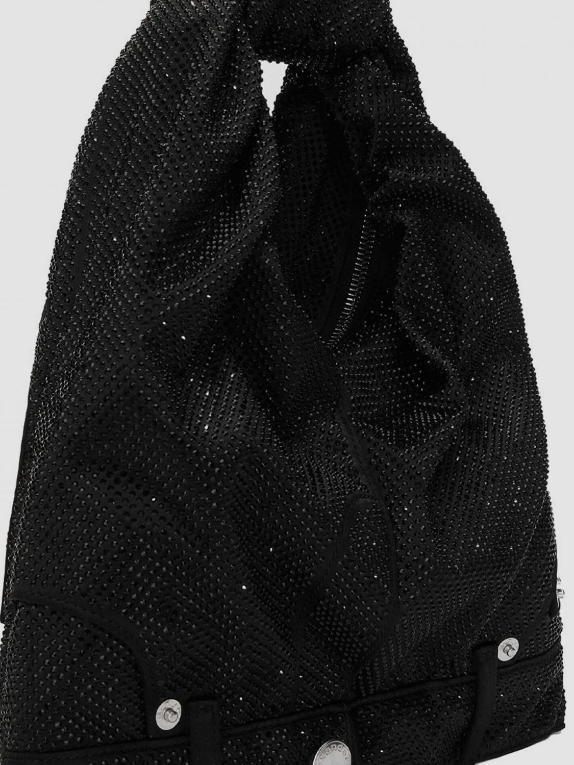 ALEXANDER WANG BORSA A SPALLA: Borsa 5 Pocket Small Alexander Wang in raso e cristalli, Nero - Img 4