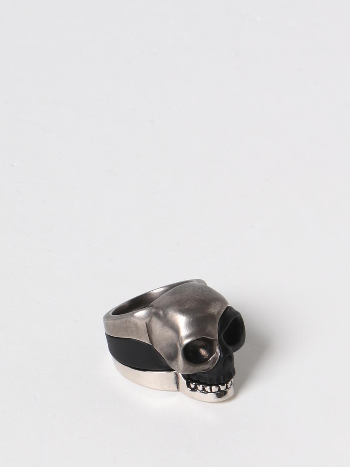 MCQUEEN JEWEL: Set of 3 Skull McQueen rings in brass, Silver - Img 1