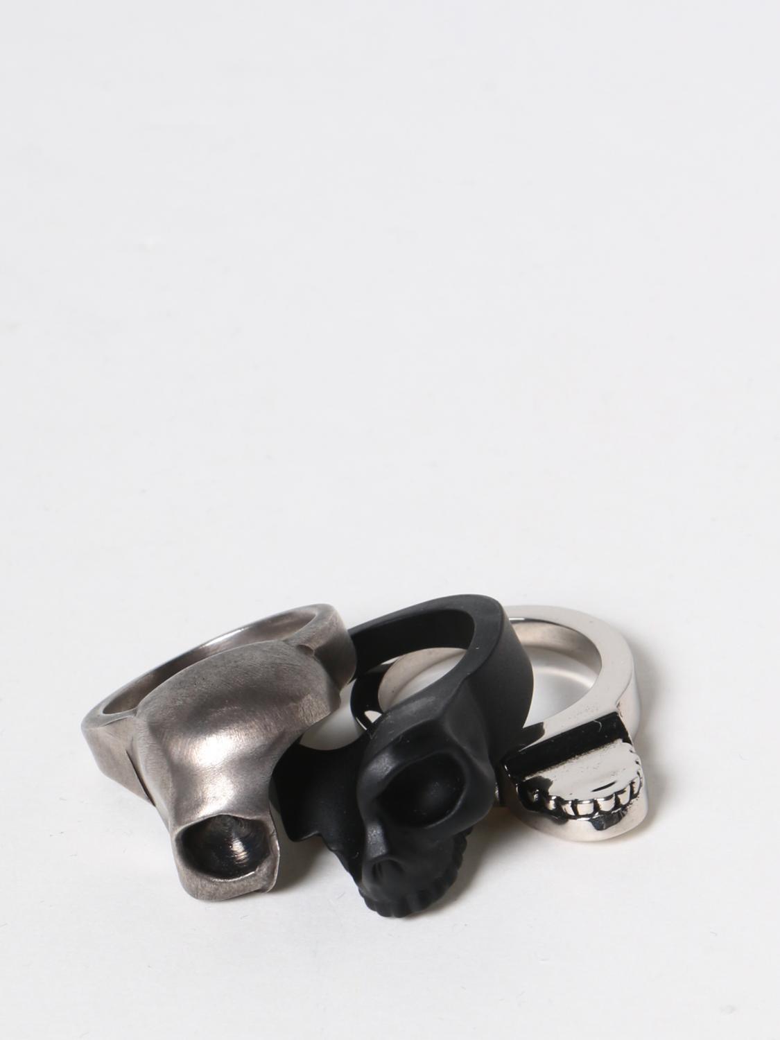 MCQUEEN JEWEL: Set of 3 Skull McQueen rings in brass, Silver - Img 2