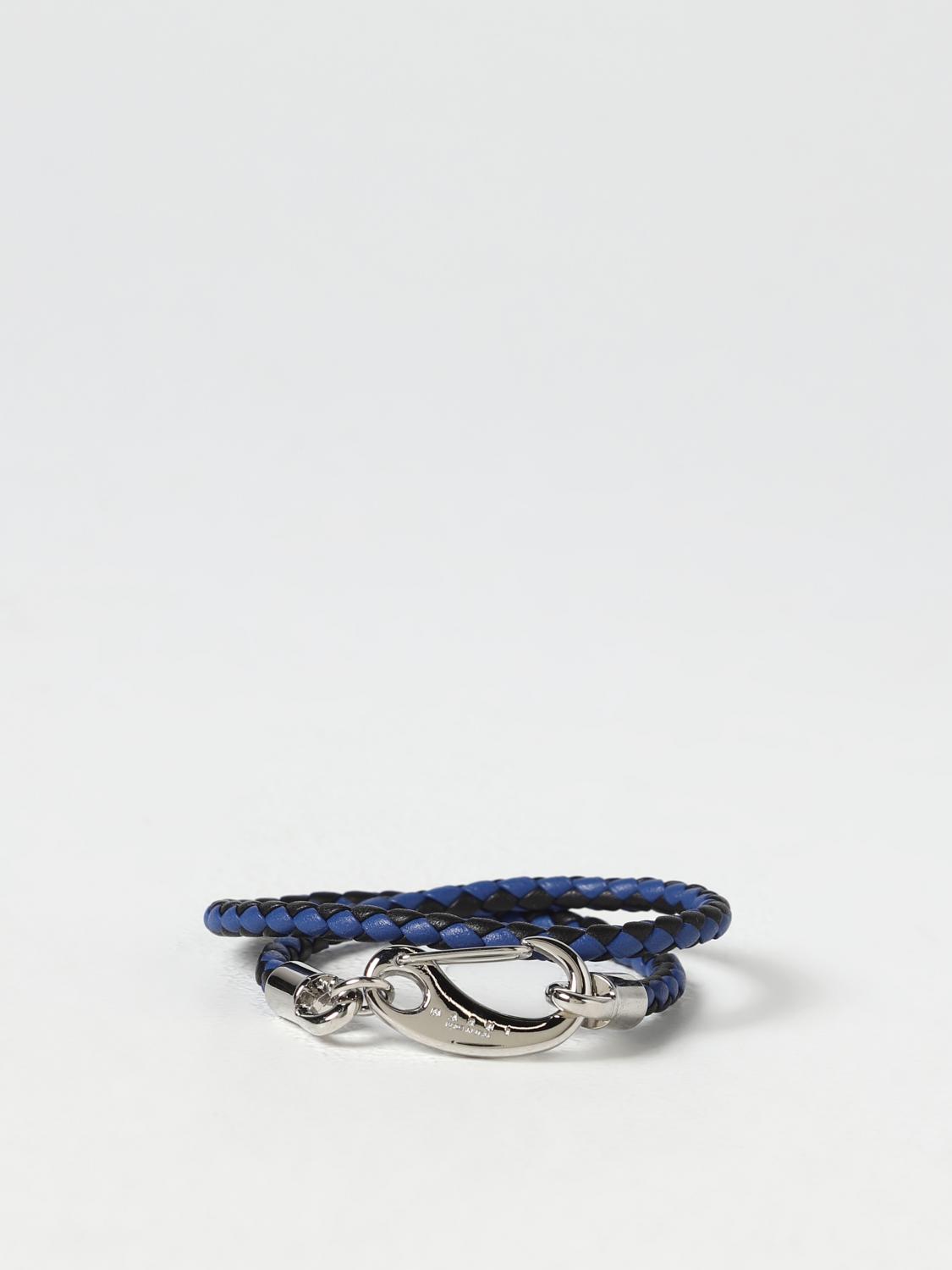 MARNI GIOIELLO: Bracciale Marni in pelle intrecciata bicolor, Nero - Img 1