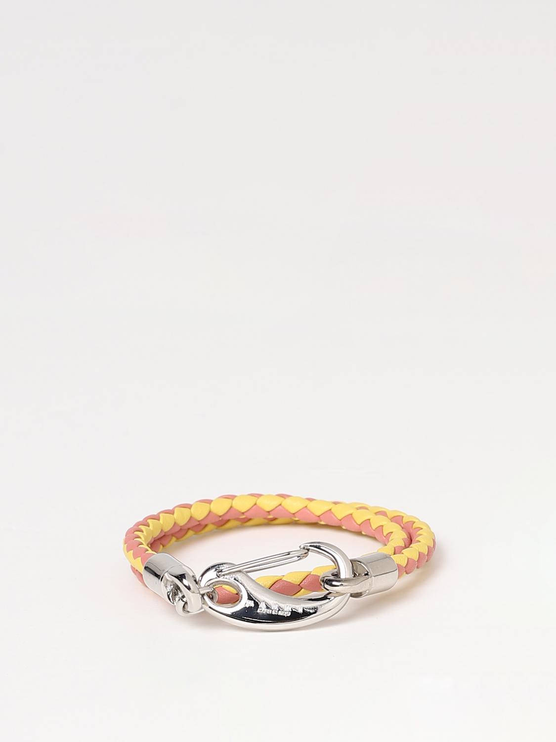 MARNI GIOIELLO: Bracciale Marni in pelle intrecciata bicolor, Giallo - Img 1