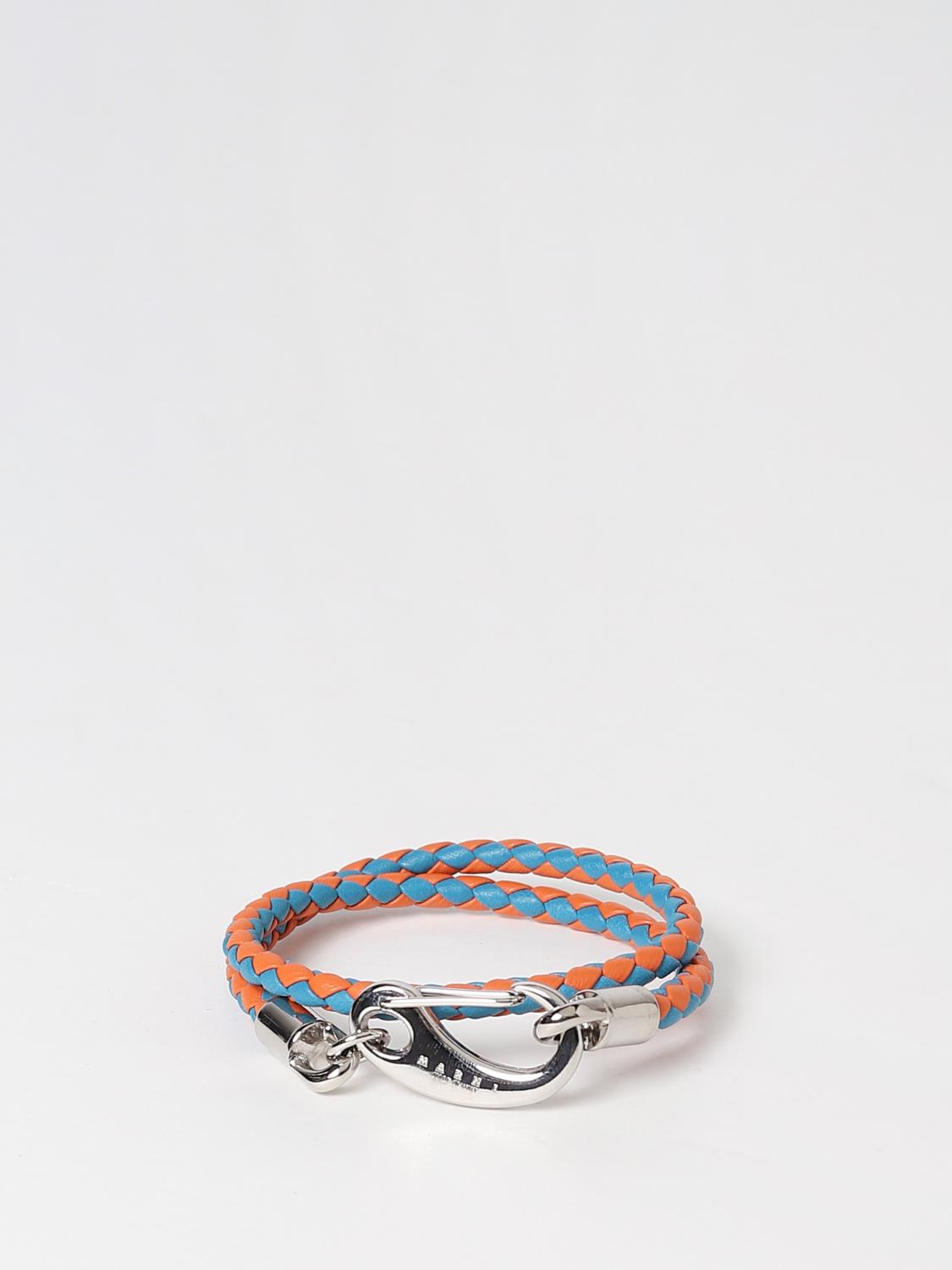 MARNI JEWEL: Marni bracelet in two-tone woven leather, Blue - Img 1