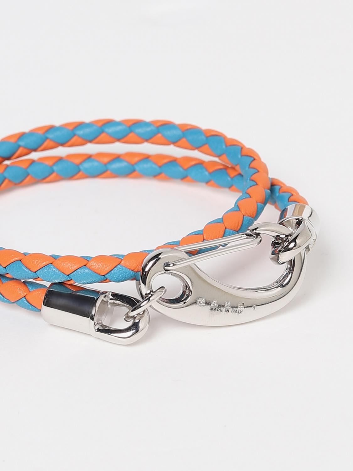 MARNI JEWEL: Marni bracelet in two-tone woven leather, Blue - Img 2