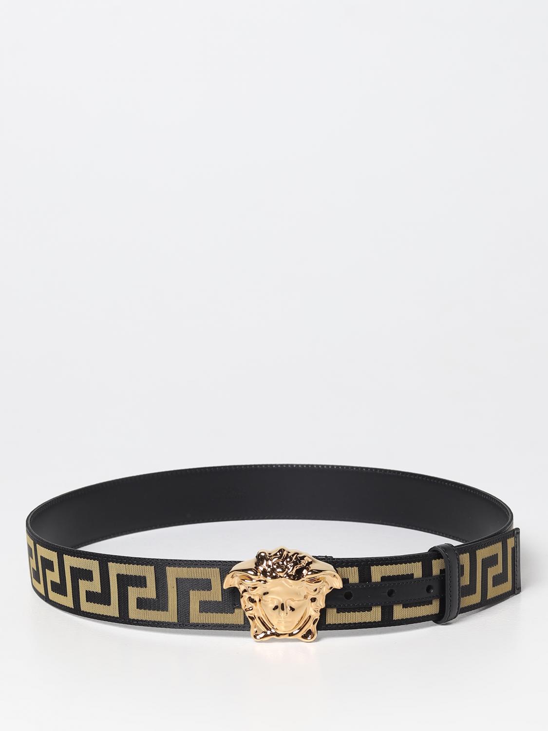 VERSACE CINTURA: Cintura Greca Versace in tessuto jacquard, Nero - Img 1