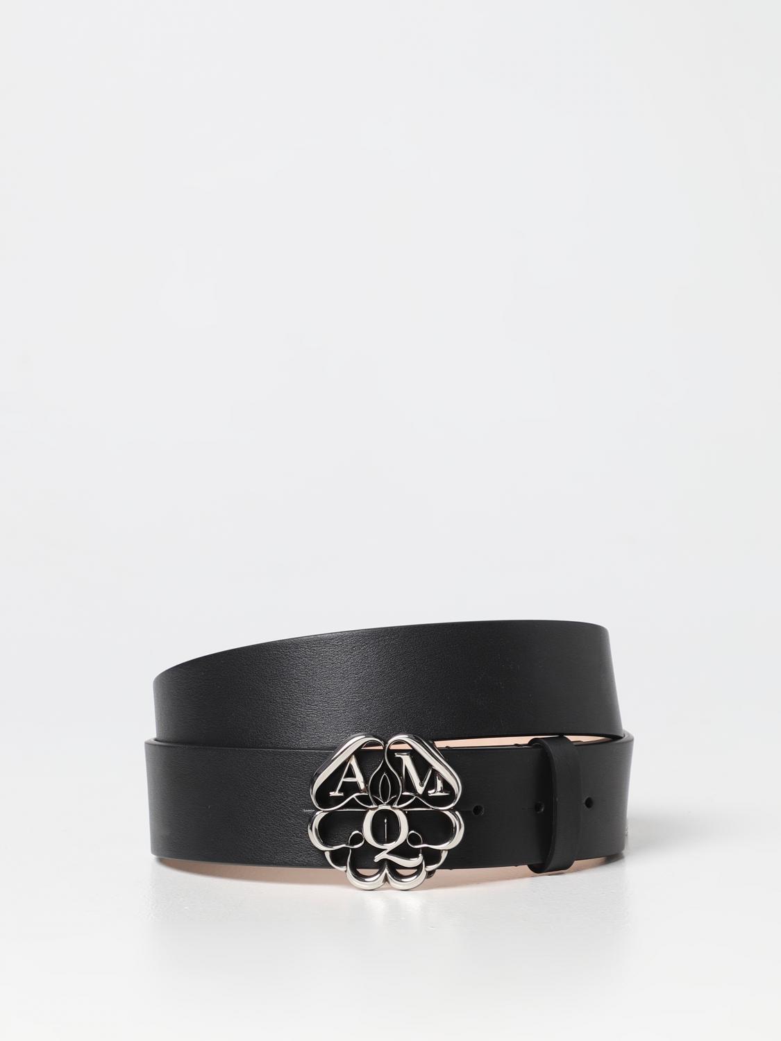 MCQUEEN CINTURA: Cintura McQueen in pelle, Nero - Img 1