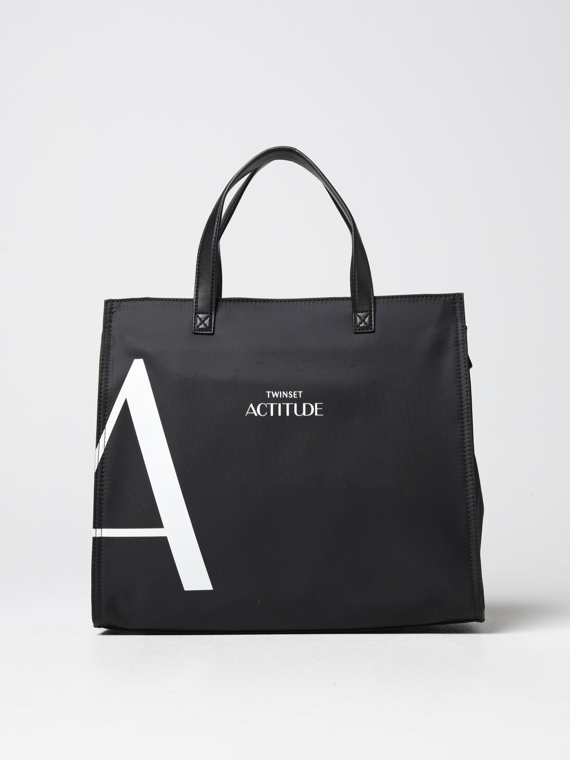 ACTITUDE TWINSET BORSA TOTE: Borsa Actitude Twinset in nylon, Nero - Img 1