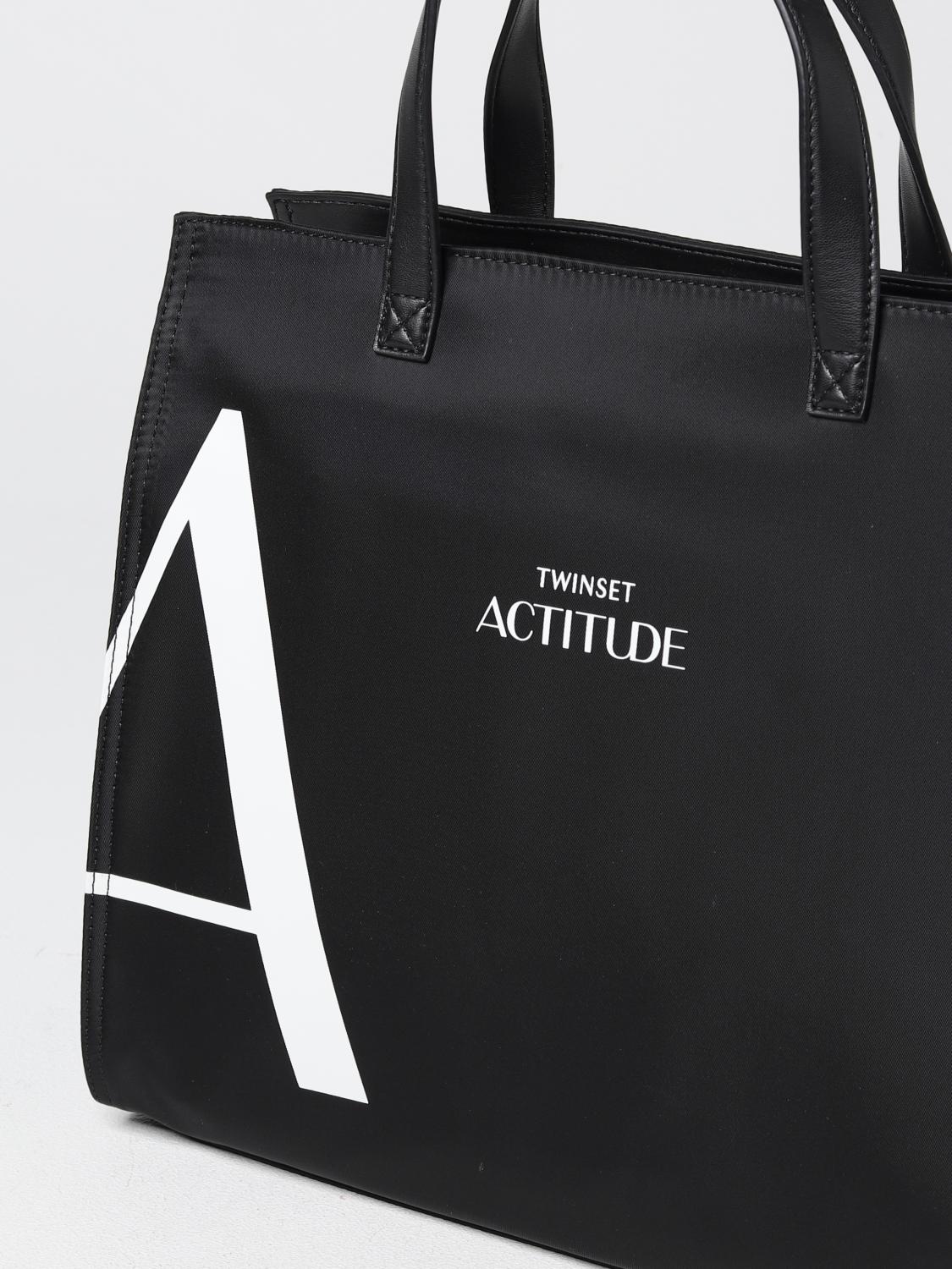 ACTITUDE TWINSET BORSA TOTE: Borsa Actitude Twinset in nylon, Nero - Img 3