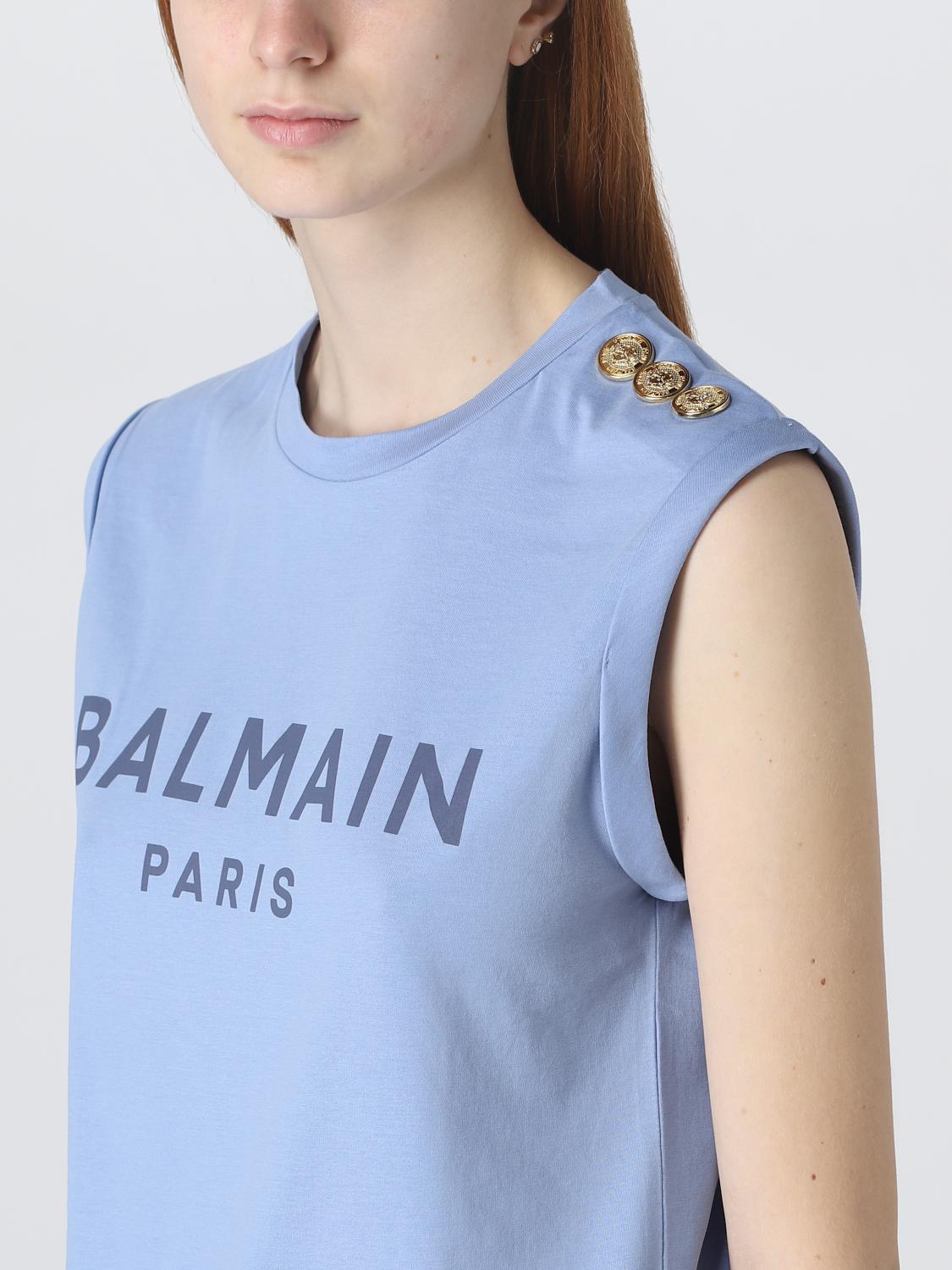BALMAIN CAMISETA: Top mujer Balmain, Azul Oscuro - Img 5