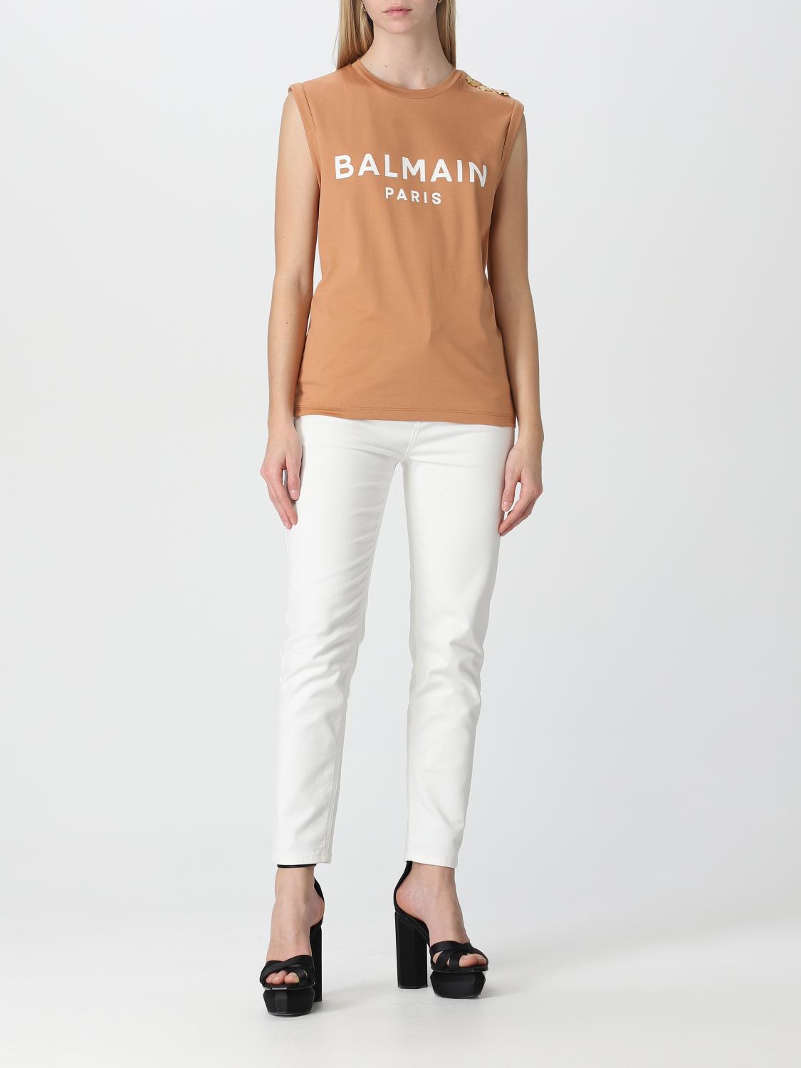 BALMAIN CAMISETA: Top mujer Balmain, Beige - Img 2