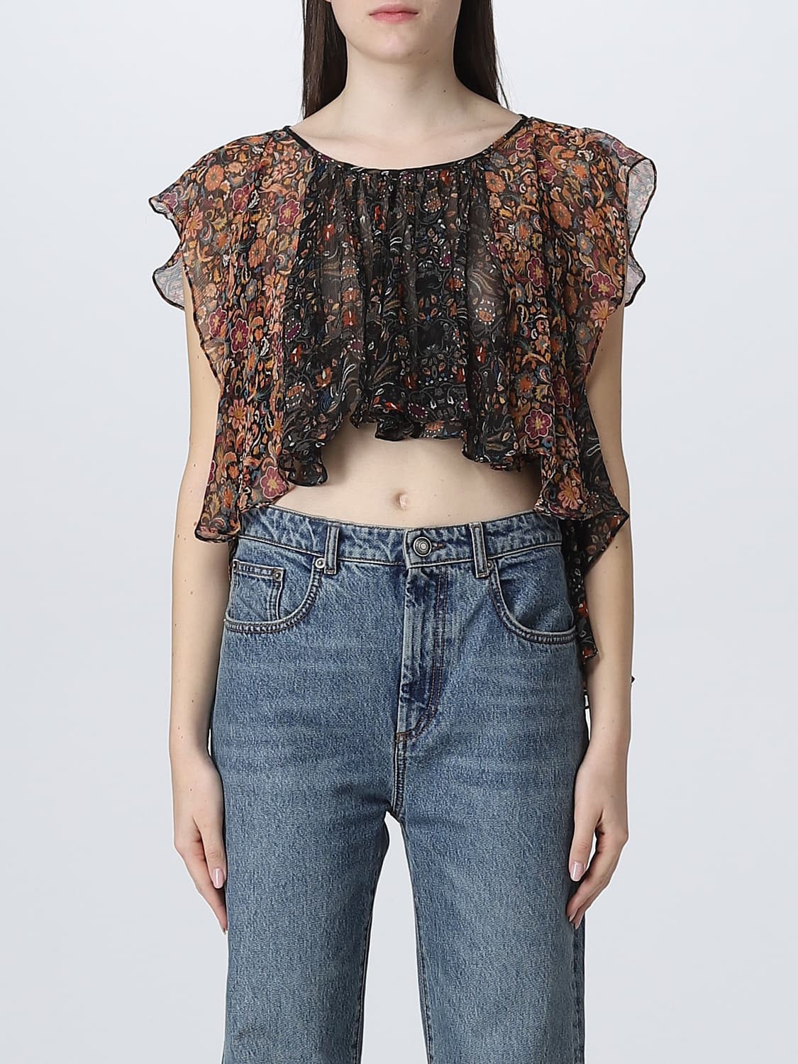 ISABEL MARANT TOP: Blusa Isabel Marant in tessuto stampato, Nero - Img 1