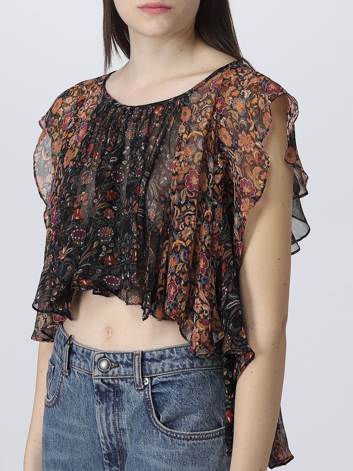ISABEL MARANT TOP: Blusa Isabel Marant in tessuto stampato, Nero - Img 3