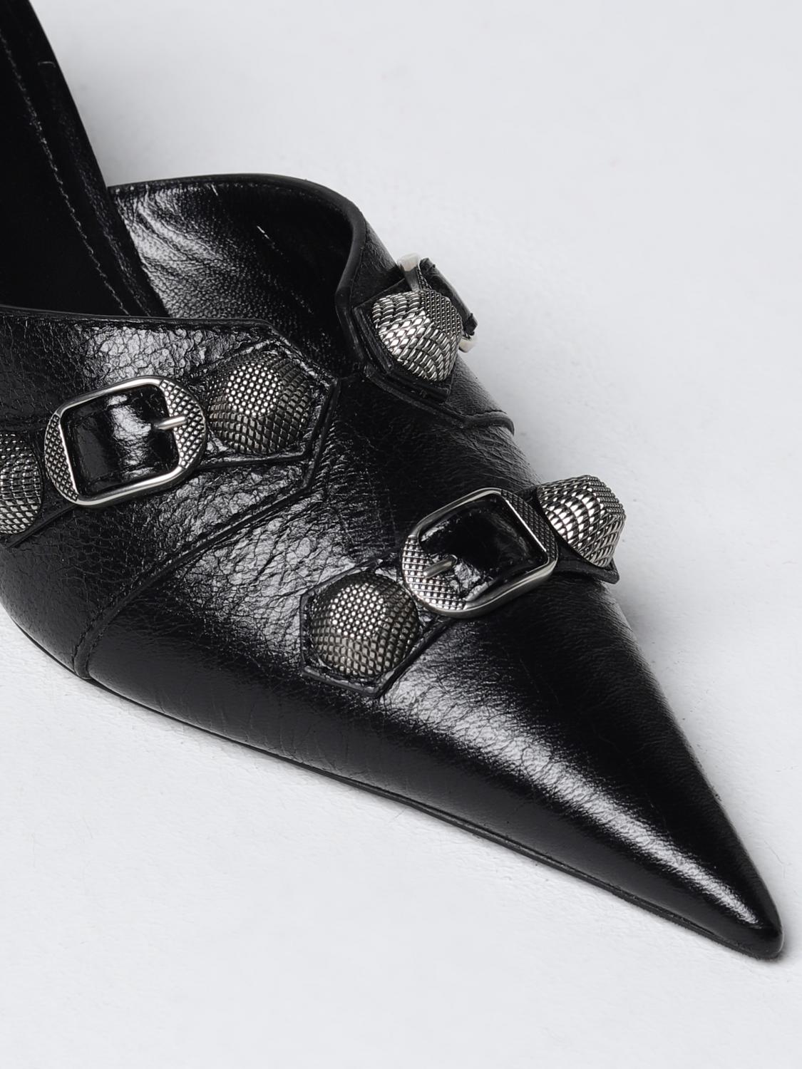 Balenciaga Cagole mules in leather - Black | 714253WAD4E | GIGLIO.COM