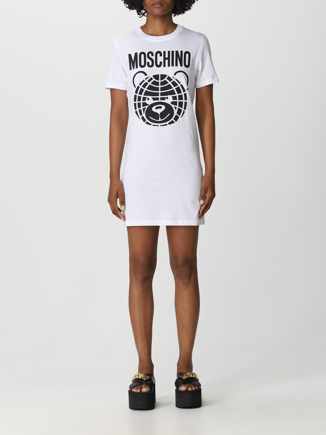 ワンピース MOSCHINO COUTURE Woman Dress White 04100531 0001 White logo-print cotton dress Moschino - women - MOSCHINO