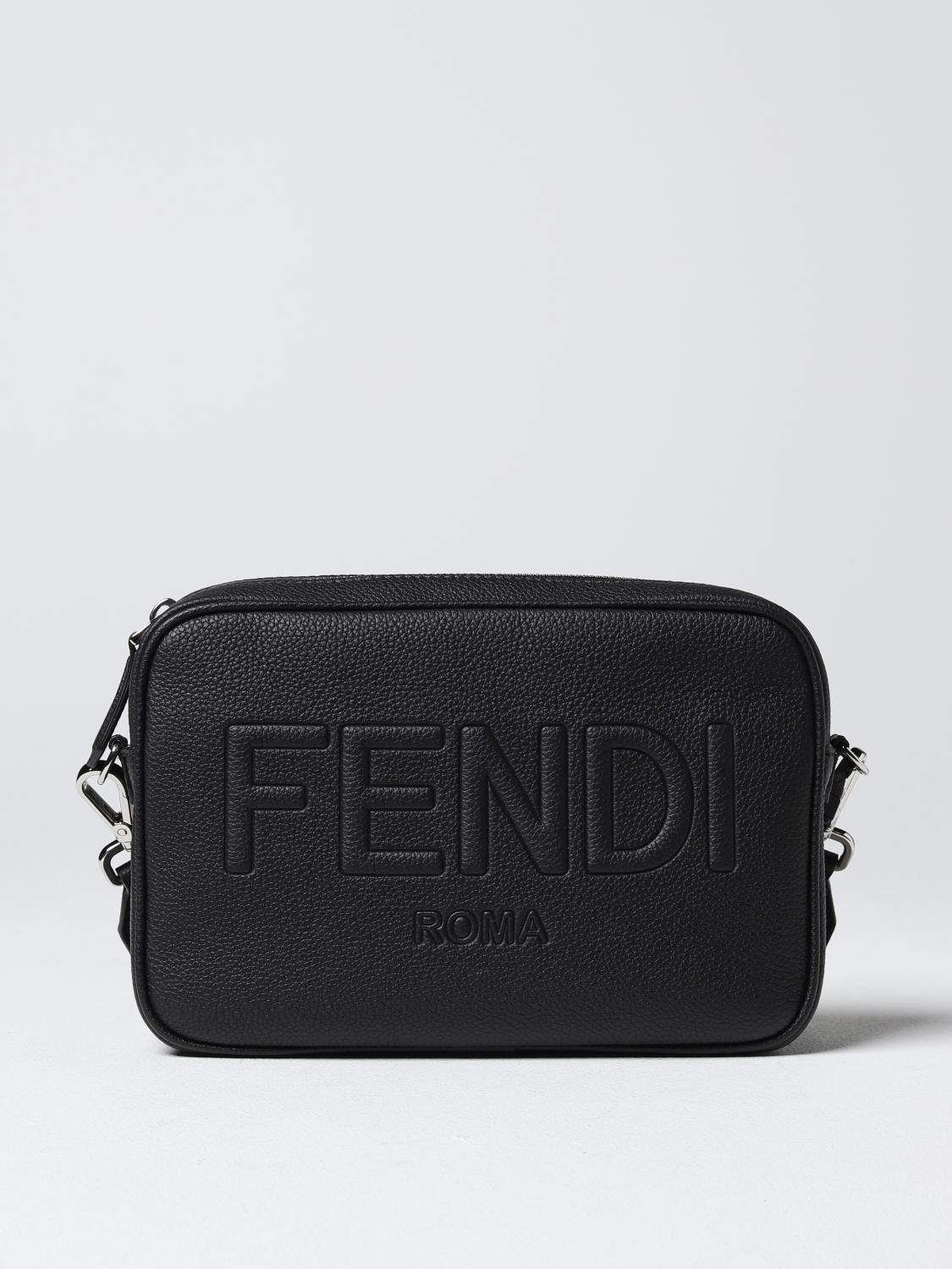 FENDI ショルダーバッグ: Fendi エンボスロゴ入りグレインレザーバッグ, ブラック - Img 1