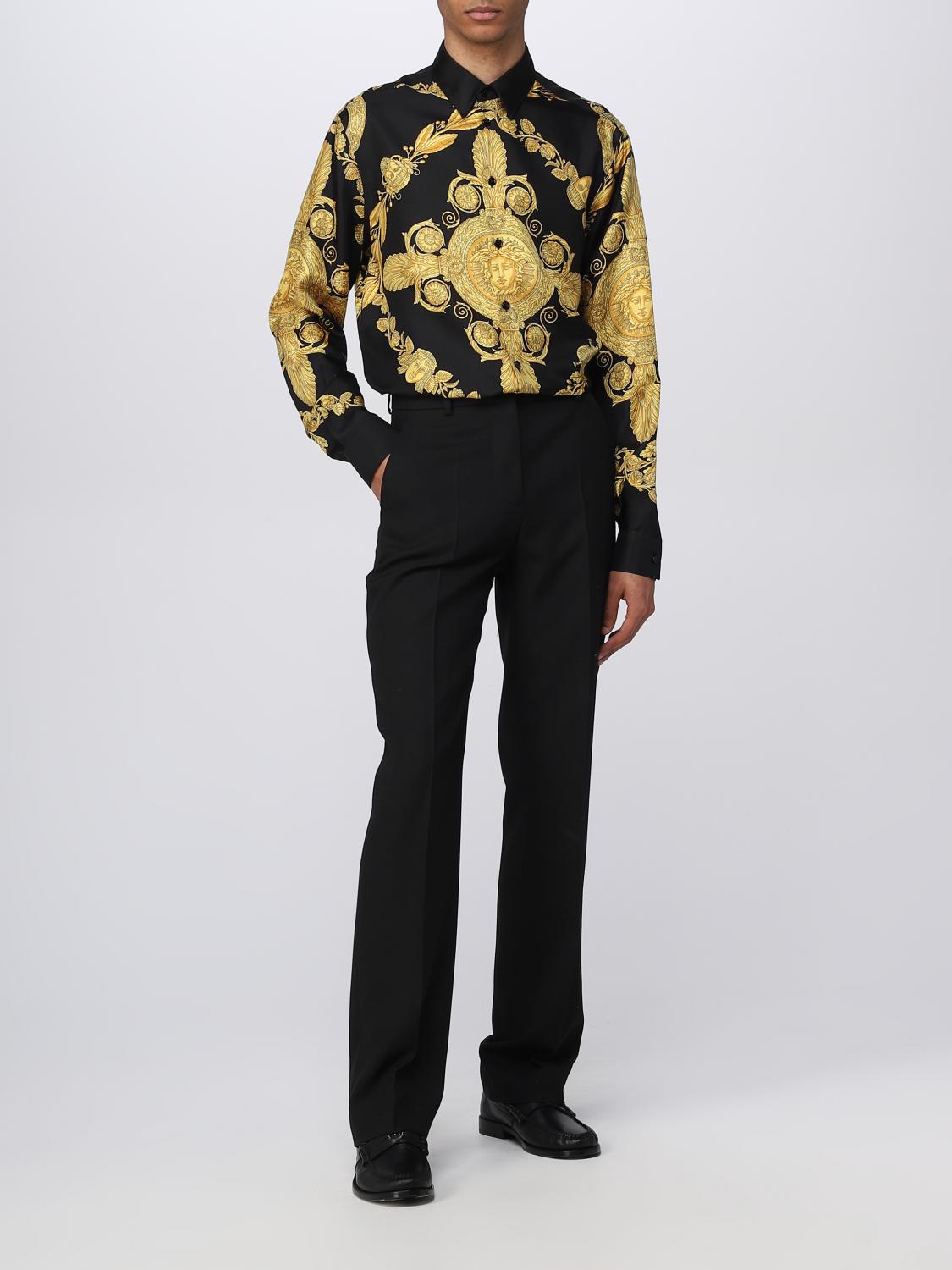 VERSACE SHIRT: Mask Baroque Versace shirt in twill, Black - Img 2