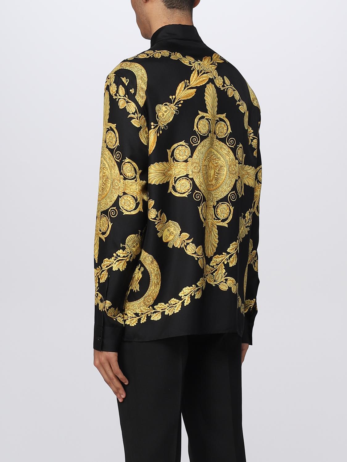 VERSACE SHIRT: Mask Baroque Versace shirt in twill, Black - Img 3
