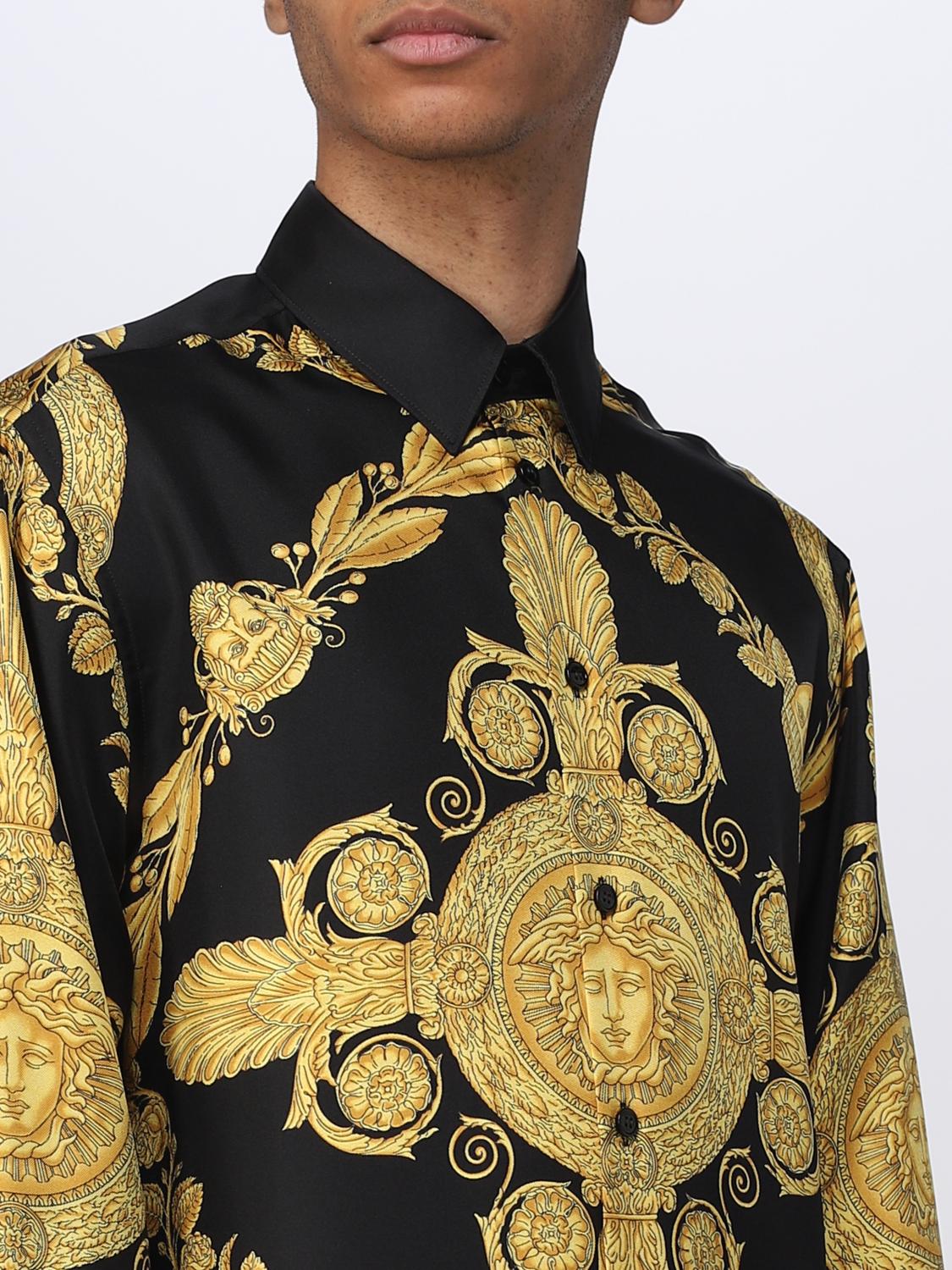 VERSACE SHIRT: Mask Baroque Versace shirt in twill, Black - Img 5