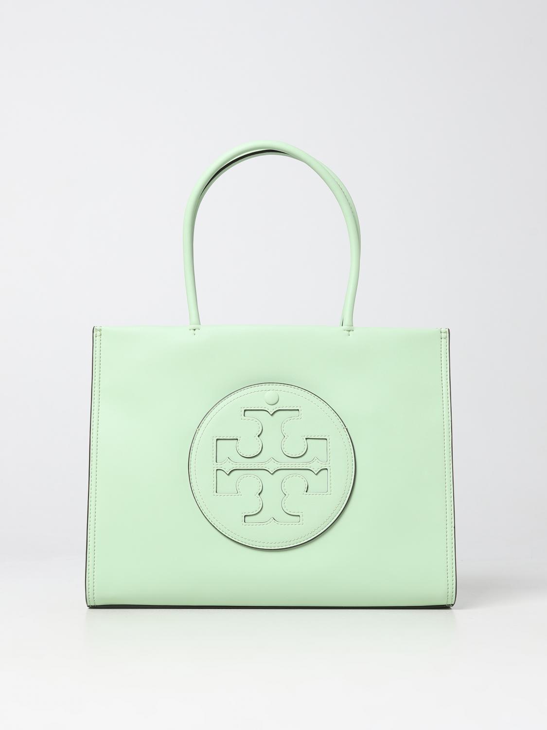 TORY BURCH BORSA TOTE: Borsa Ella Tory Burch in pelle sintetica, Verde - Img 1
