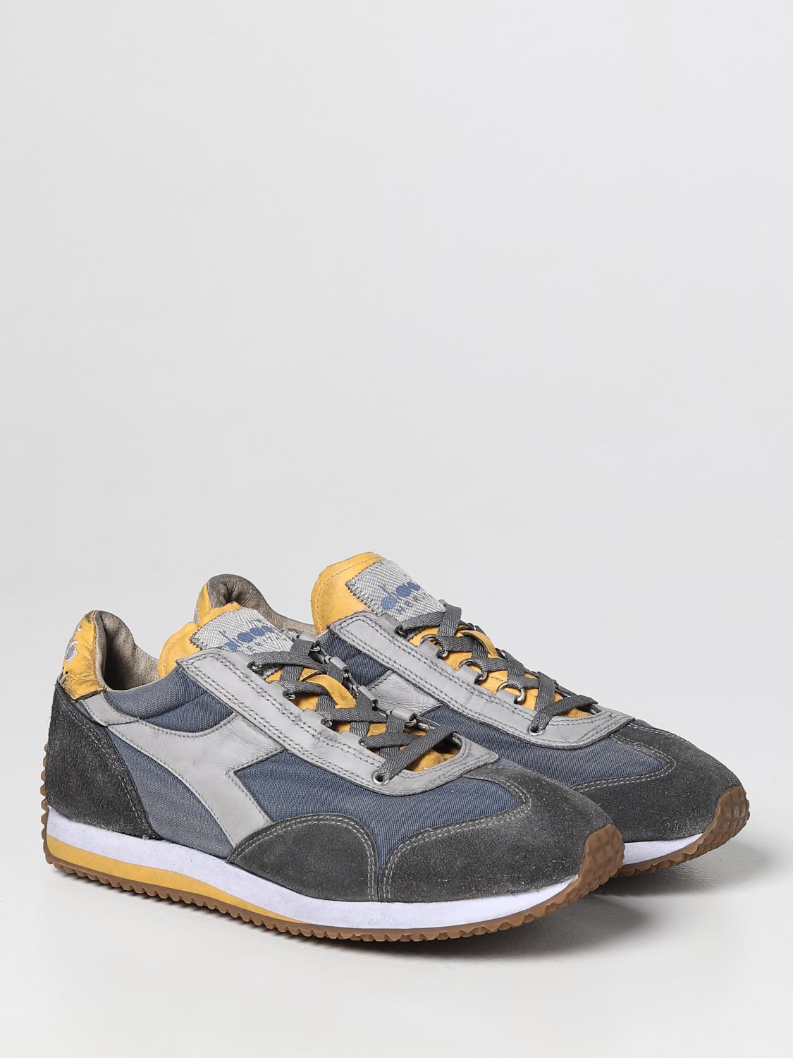 DIADORA HERITAGE SNEAKERS: Sneakers Equipe Diadora Heritage in suede e canvas washed, Blue 1 - Img 2