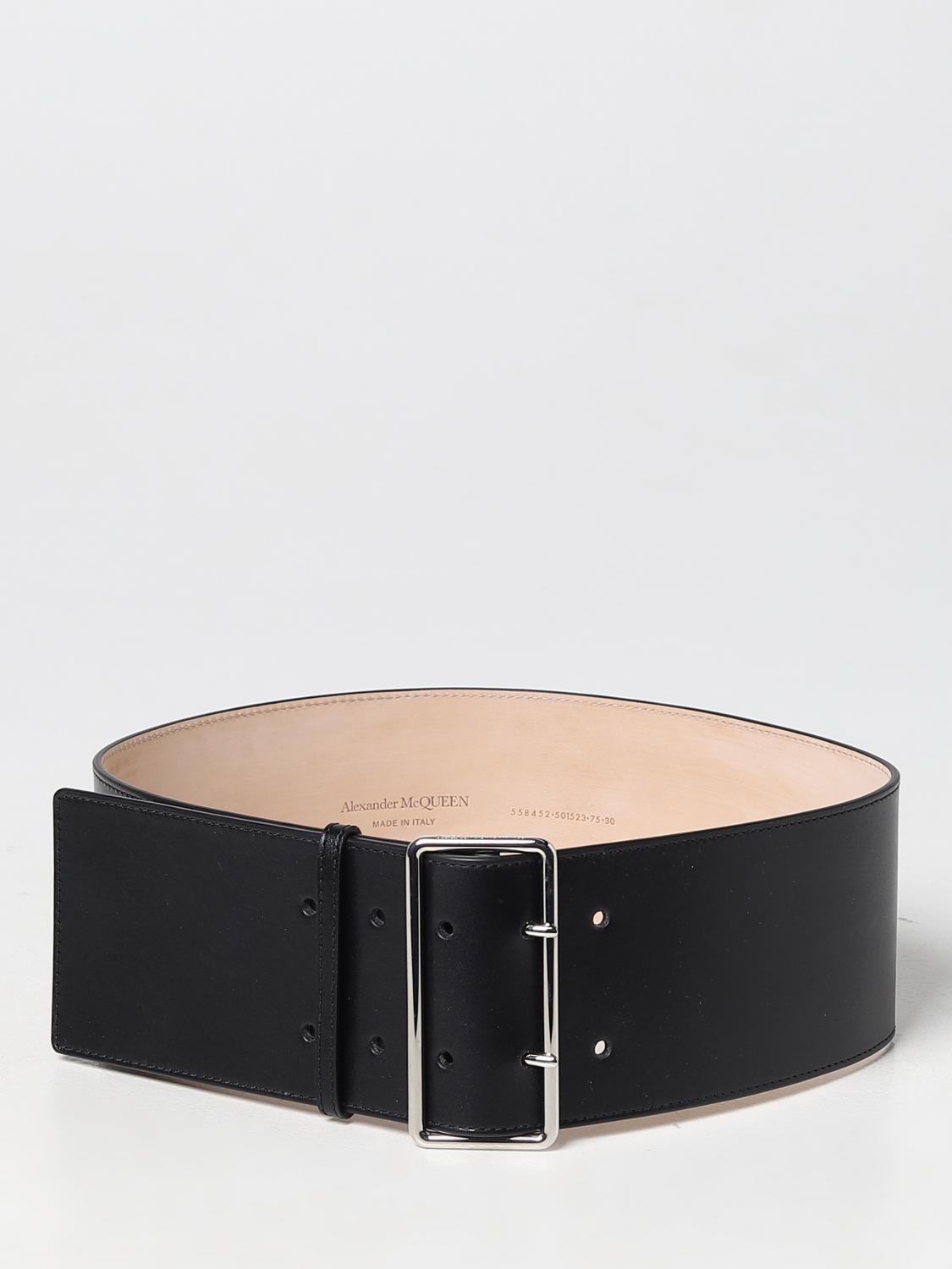 Alexander Mcqueen Women Black Leather Belt