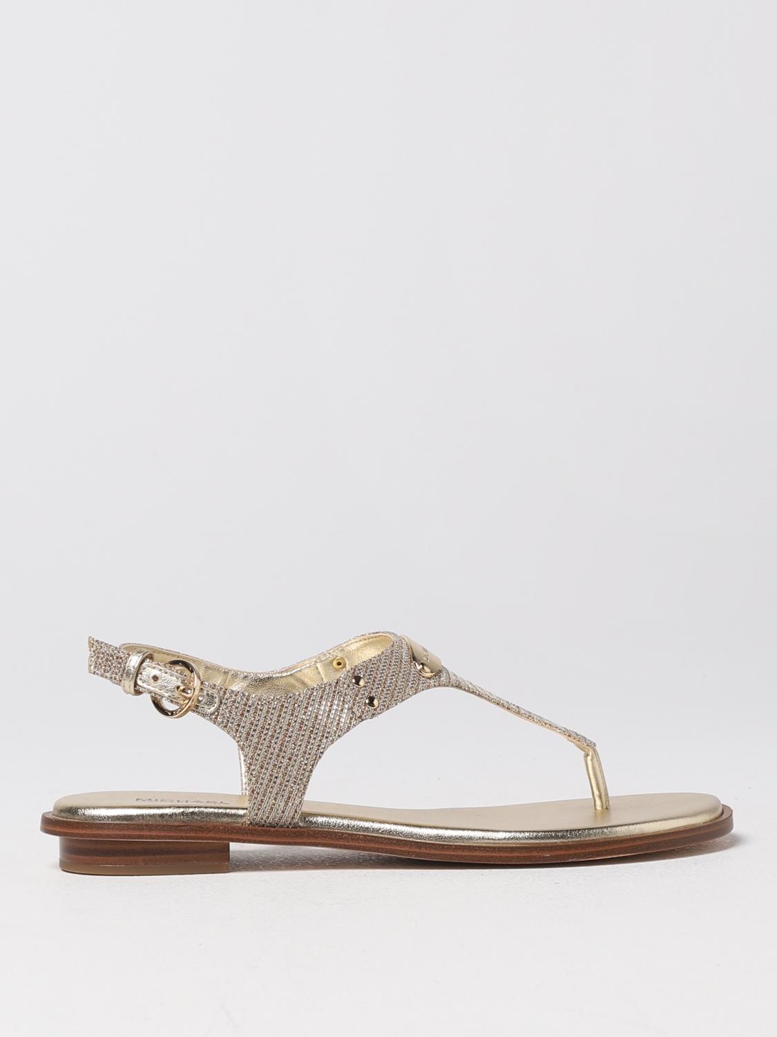 MICHAEL KORS FLAT SANDAL: Michael Kors sandals in fabric with glitter, Gold - Img 1