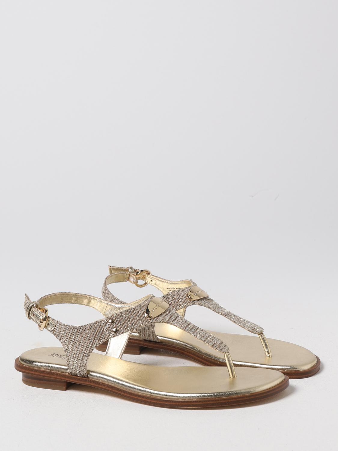 MICHAEL KORS FLAT SANDAL: Michael Kors sandals in fabric with glitter, Gold - Img 2