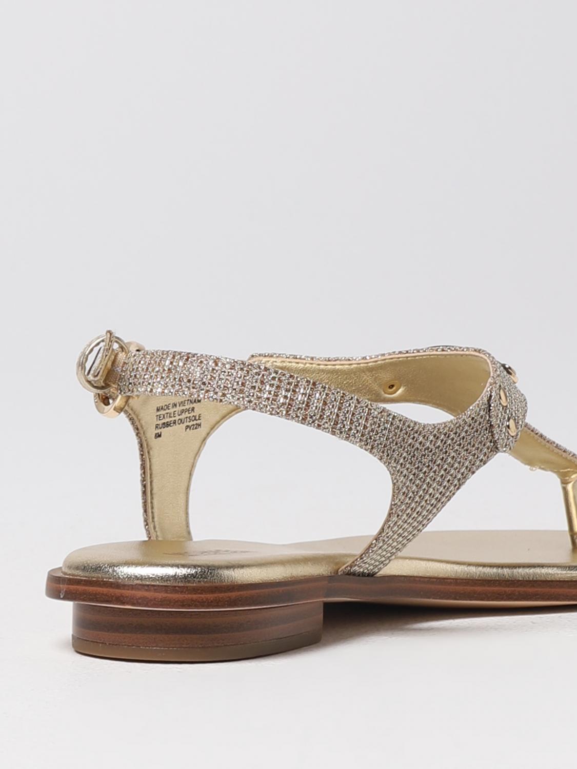 MICHAEL KORS FLAT SANDAL: Michael Kors sandals in fabric with glitter, Gold - Img 3