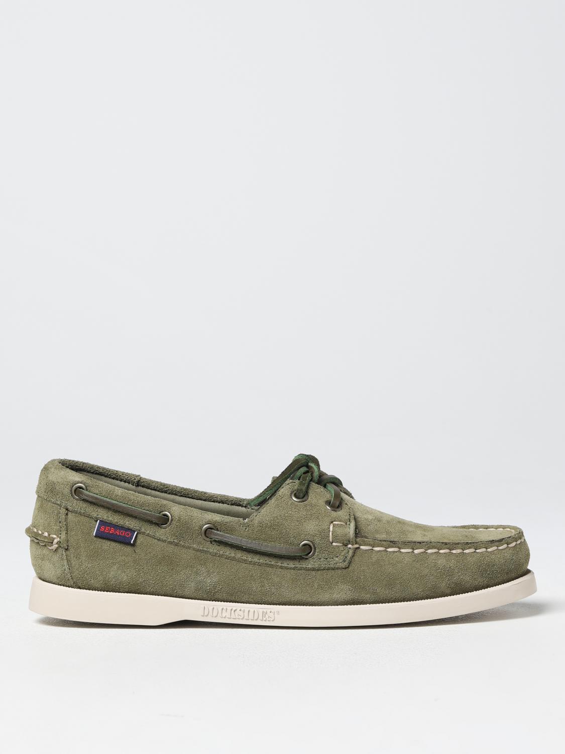 SEBAGO MOCASSINI: Mocassino Portland Dockers x Sebago in camoscio, Verde - Img 1