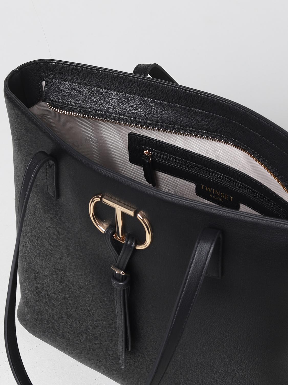 TWINSET TOTE BAG: Twinset bag in synthetic leather, Black - Img 3