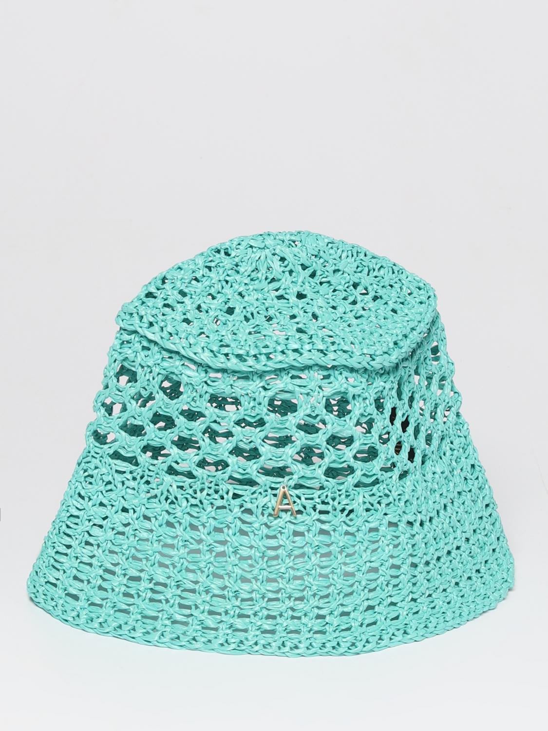ACTITUDE TWINSET CAPPELLO: Cappello Actitude Twinset in rafia, Turchese - Img 1