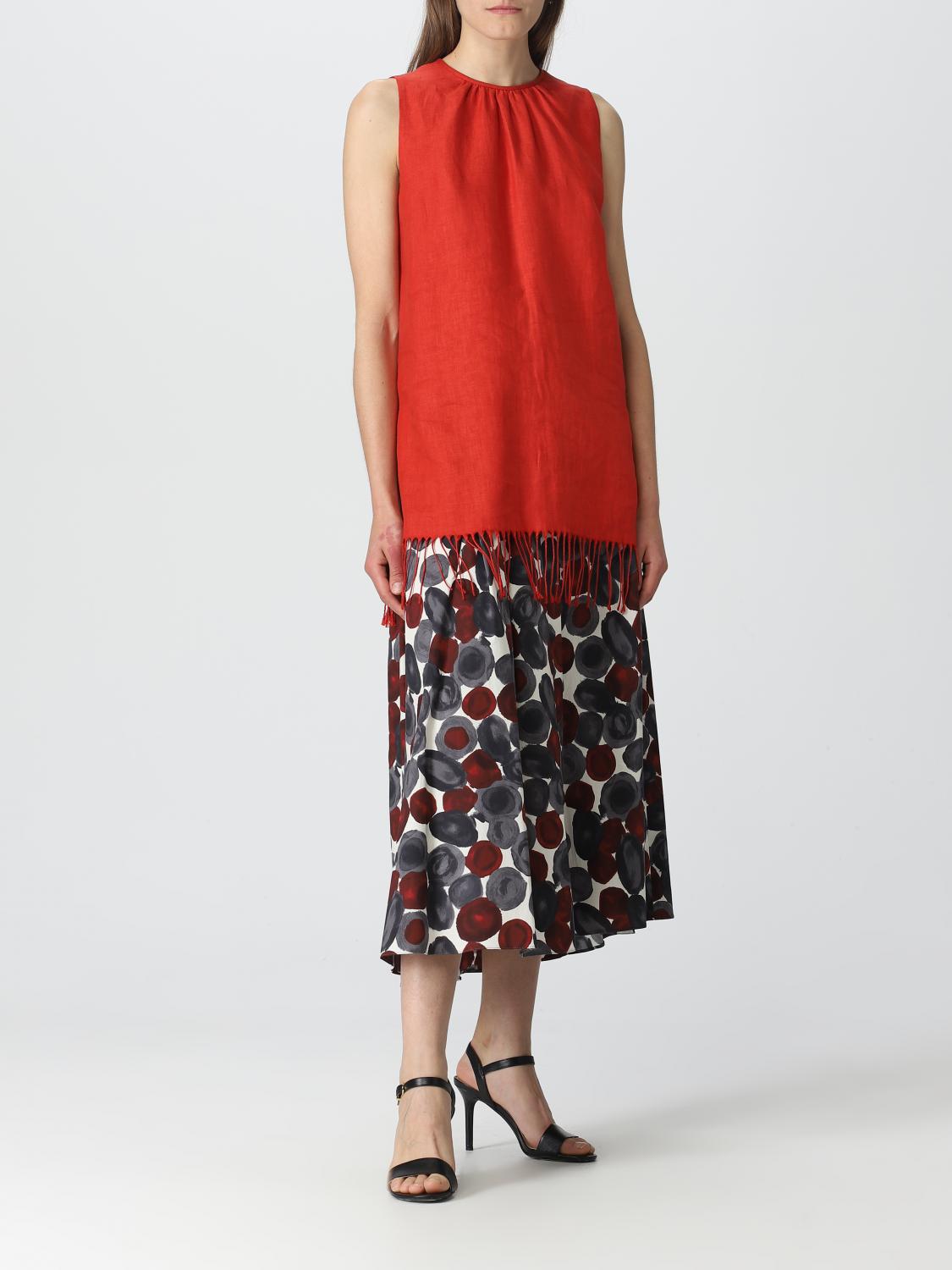 MAX MARA TOP: Top Max Mara in lino, Rosso - Img 2