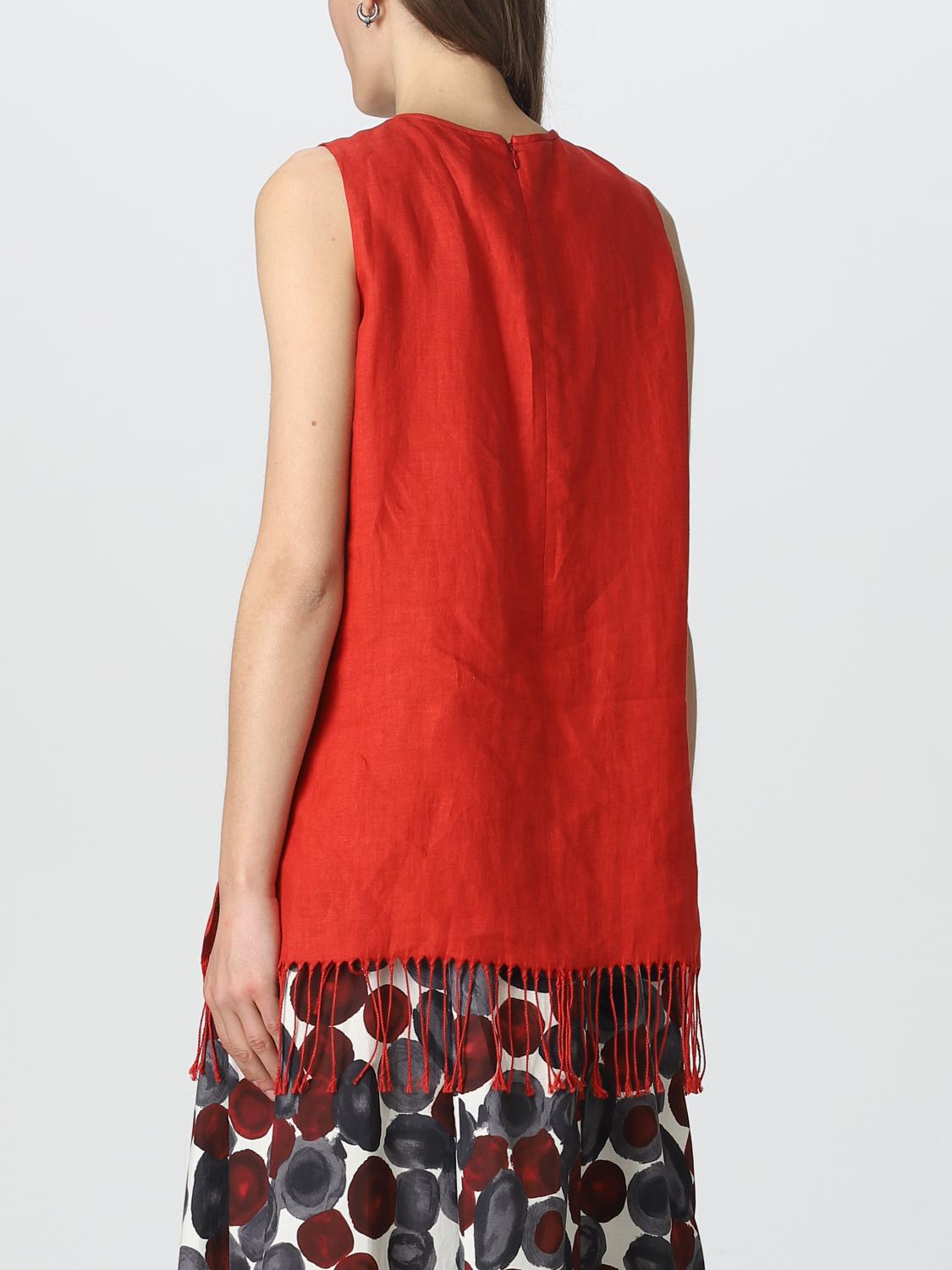 MAX MARA TOP: Top Max Mara in lino, Rosso - Img 3