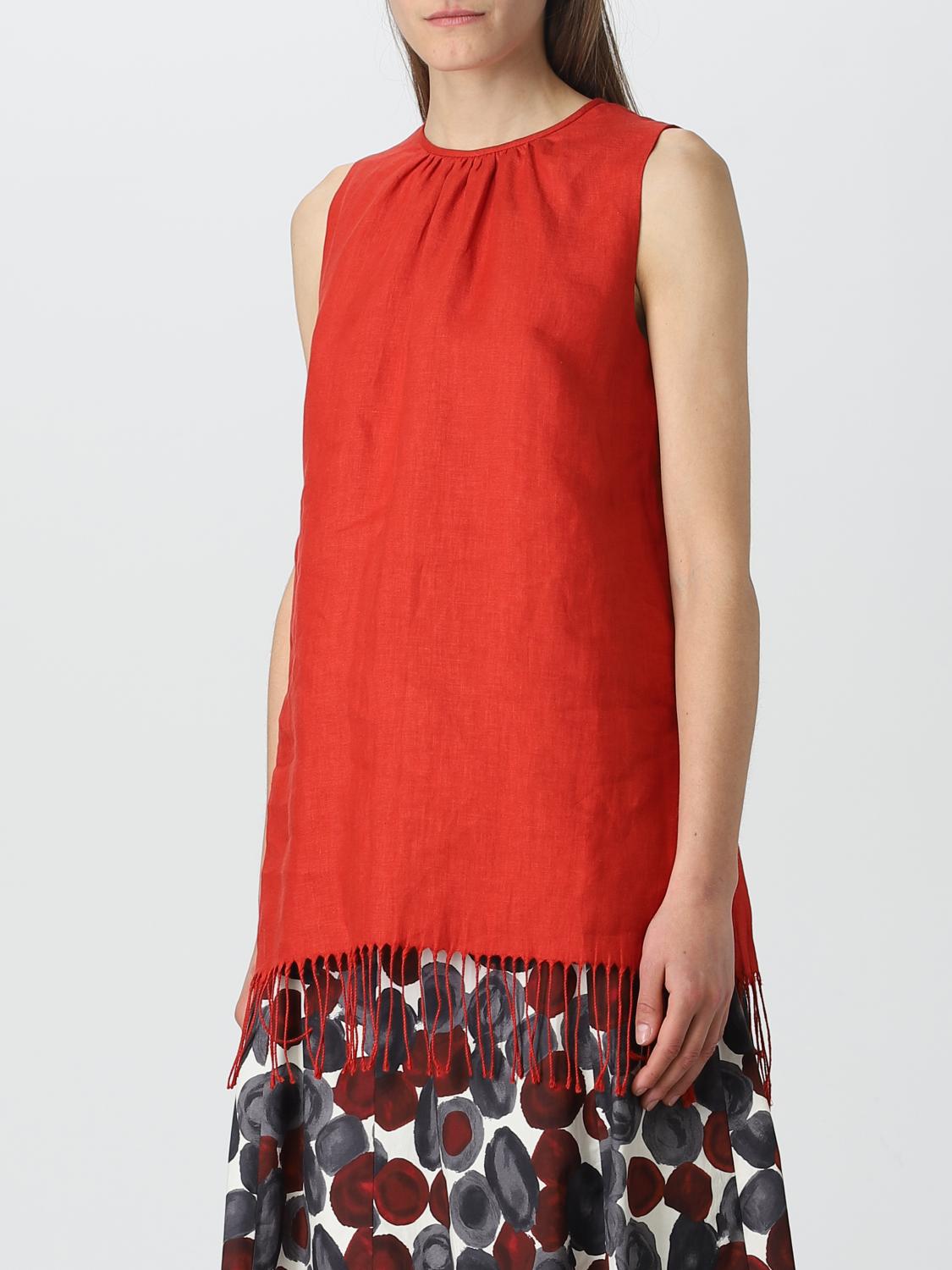 MAX MARA TOP: Top Max Mara in lino, Rosso - Img 4