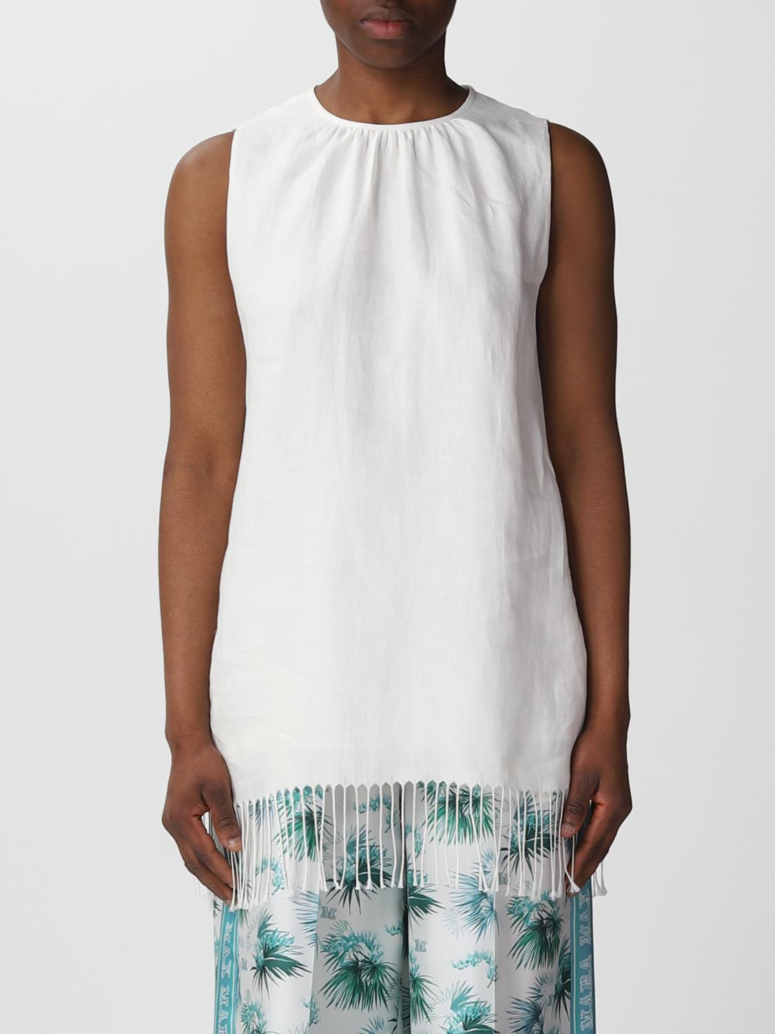MAX MARA TOP: Top Max Mara in lino, Crema - Img 1