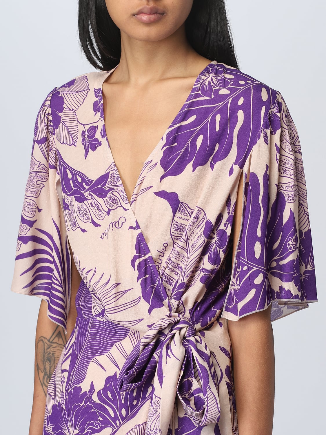PINKO ABITO: Abito Pinko in crêpe marocaine, Cipria - Img 3