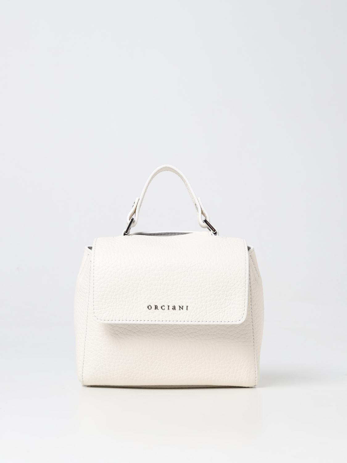 ORCIANI BORSA A TRACOLLA: Borsa Sveva Orciani in pelle martellata, Bianco - Img 1