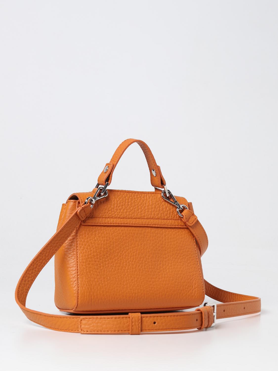ORCIANI BORSA A TRACOLLA: Borsa Sveva Orciani in pelle martellata, Arancione - Img 2