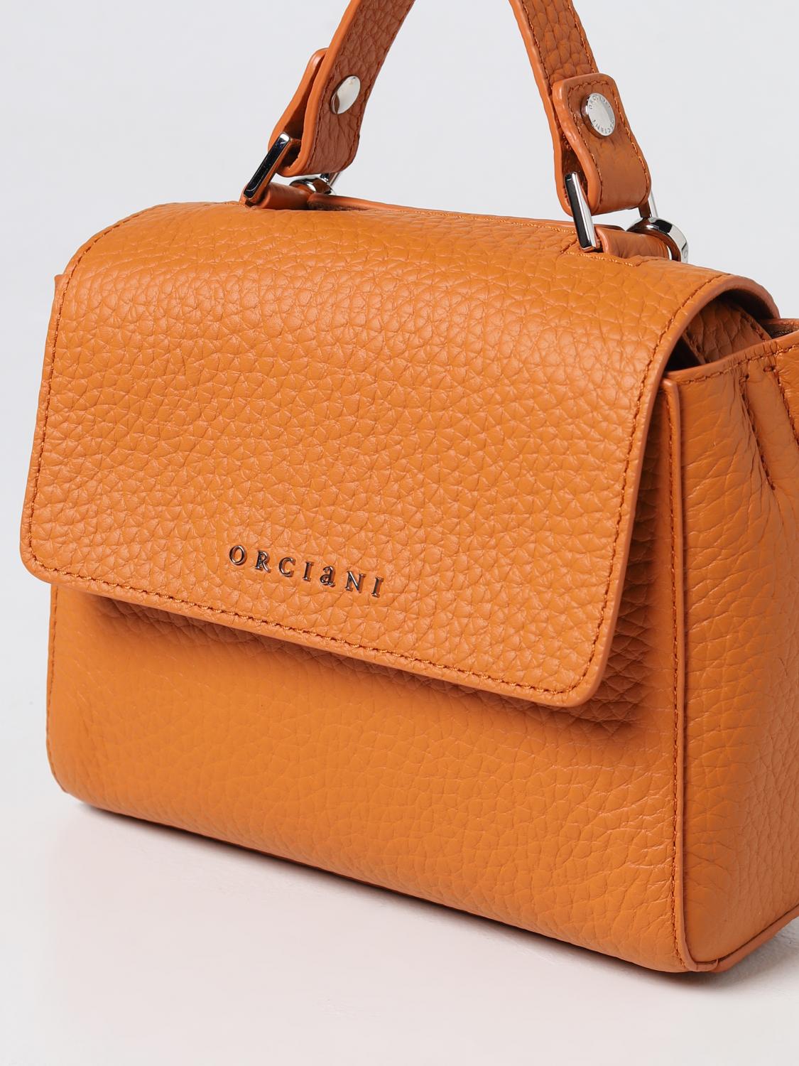 ORCIANI BORSA A TRACOLLA: Borsa Sveva Orciani in pelle martellata, Arancione - Img 3