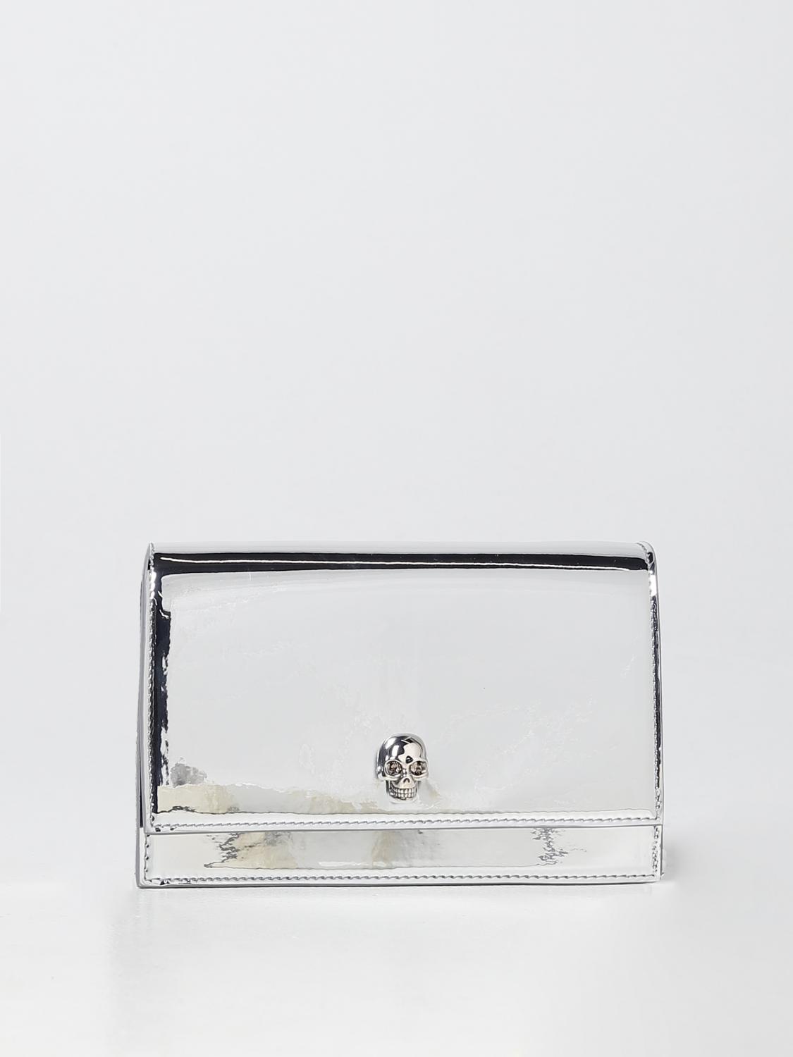 MCQUEEN BORSA MINI: Borsa Skull McQueen in pelle, Argento - Img 1