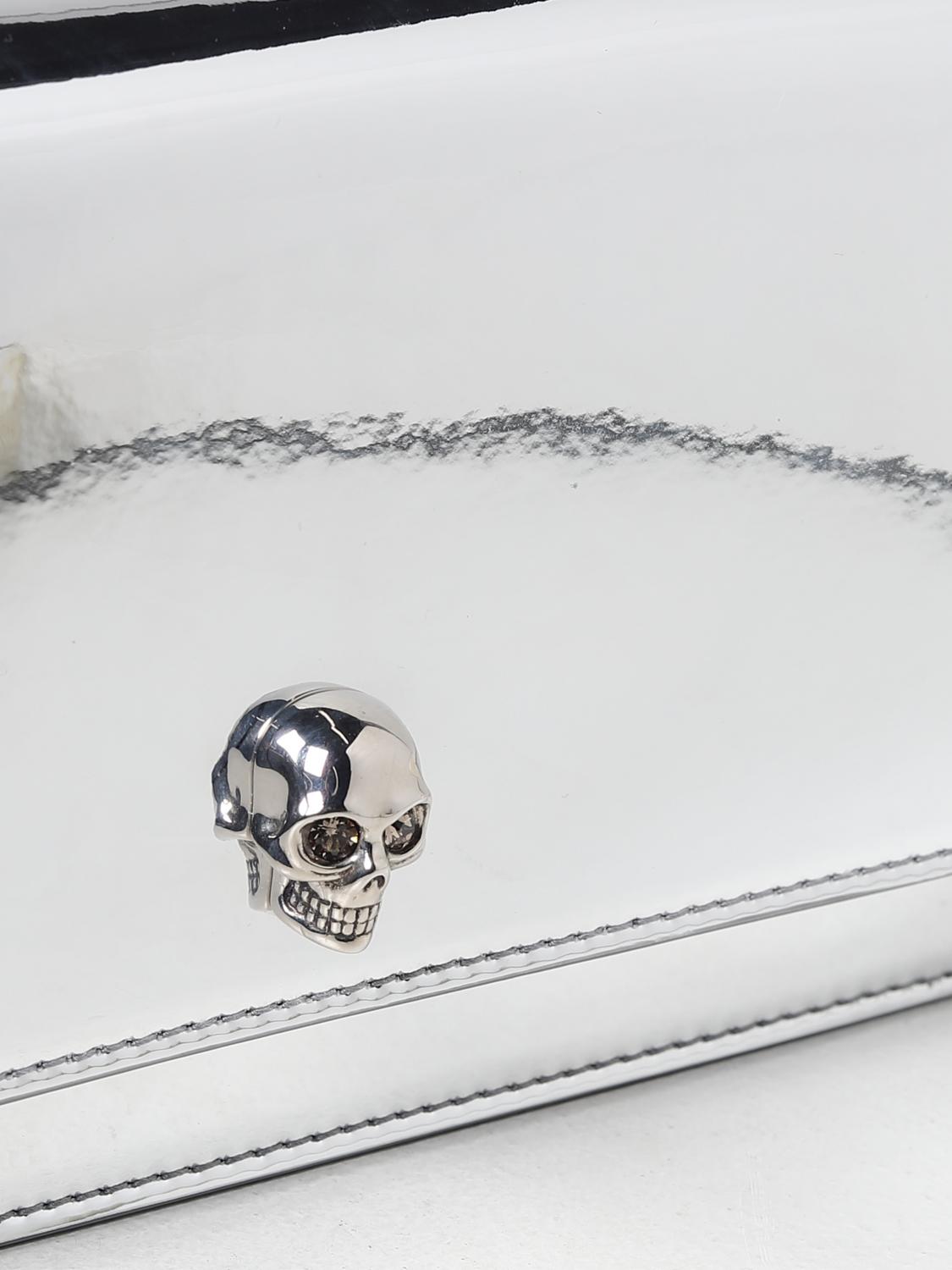 MCQUEEN BORSA MINI: Borsa Skull McQueen in pelle, Argento - Img 3