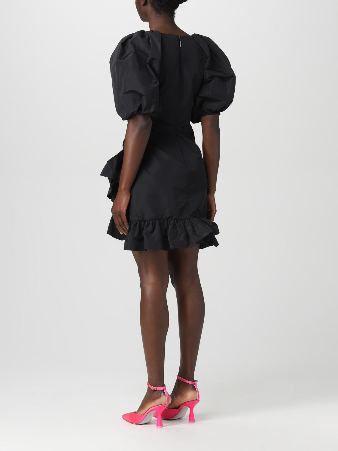 msgm black ruffle dress in taffeta - Formal dresses