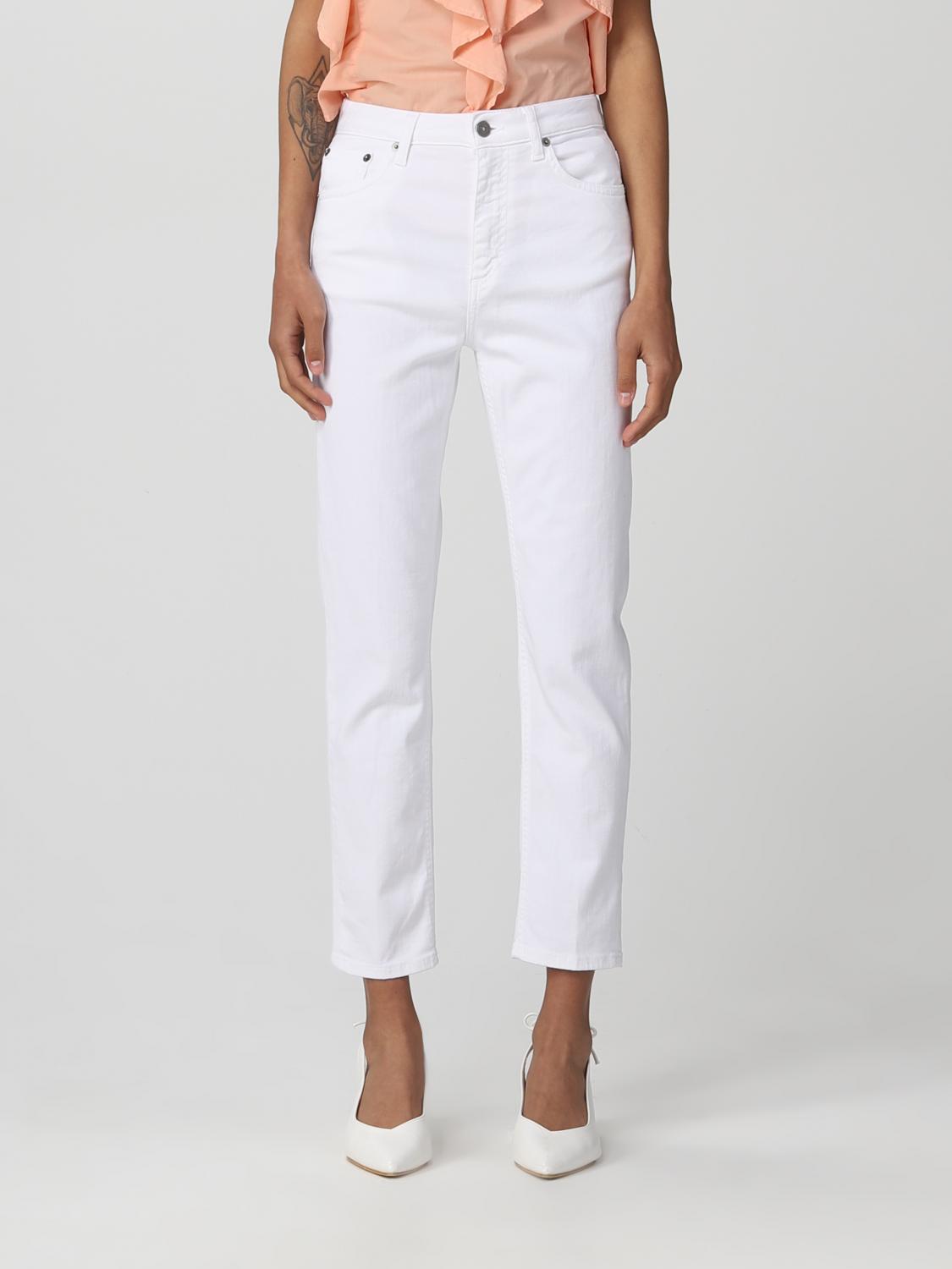 DONDUP PANTS: Dondup pants in stretch cotton, White - Img 1