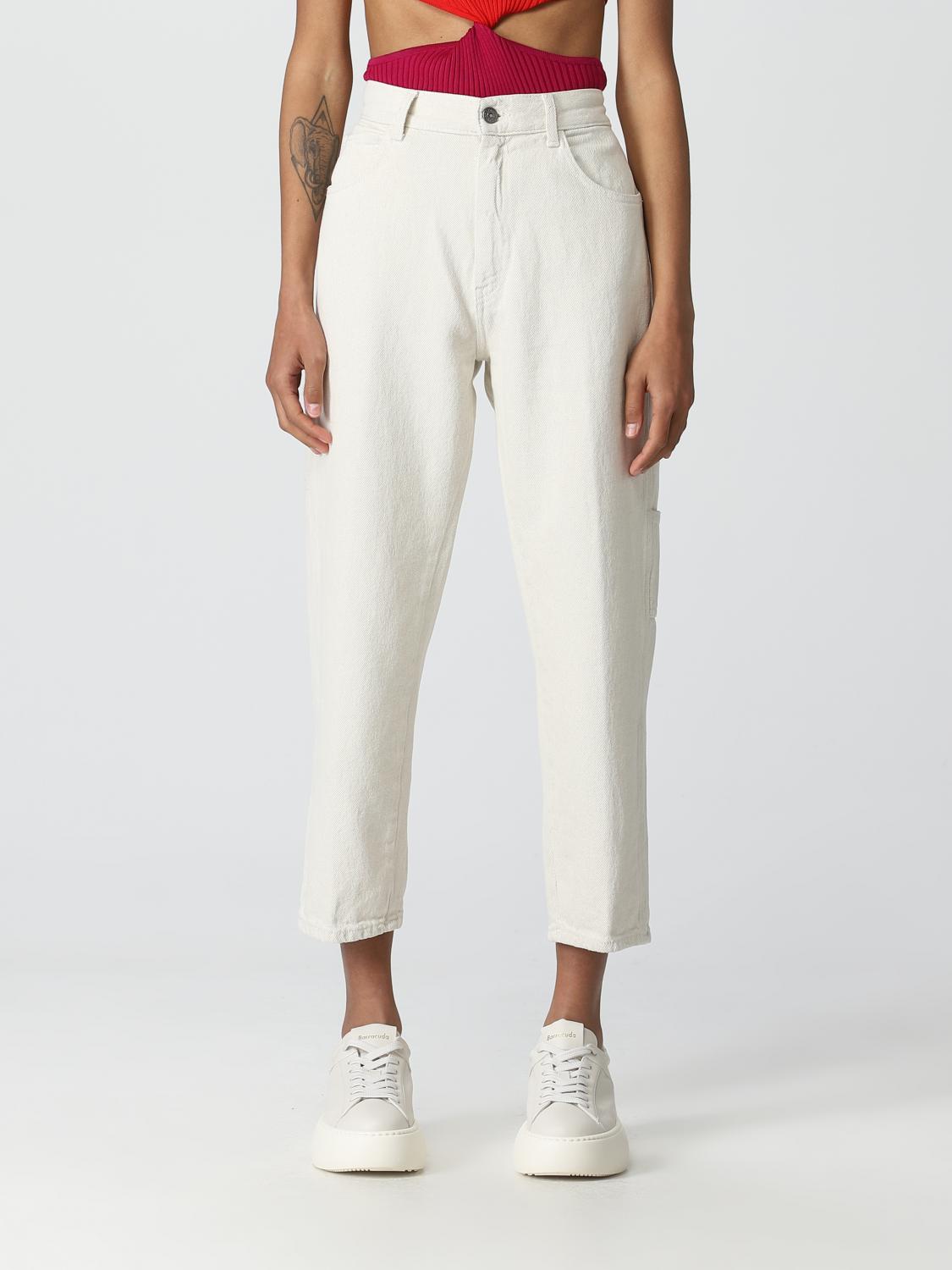 DONDUP PANTALONI: Pantalone Dondup in cotone e canapa, Panna - Img 1